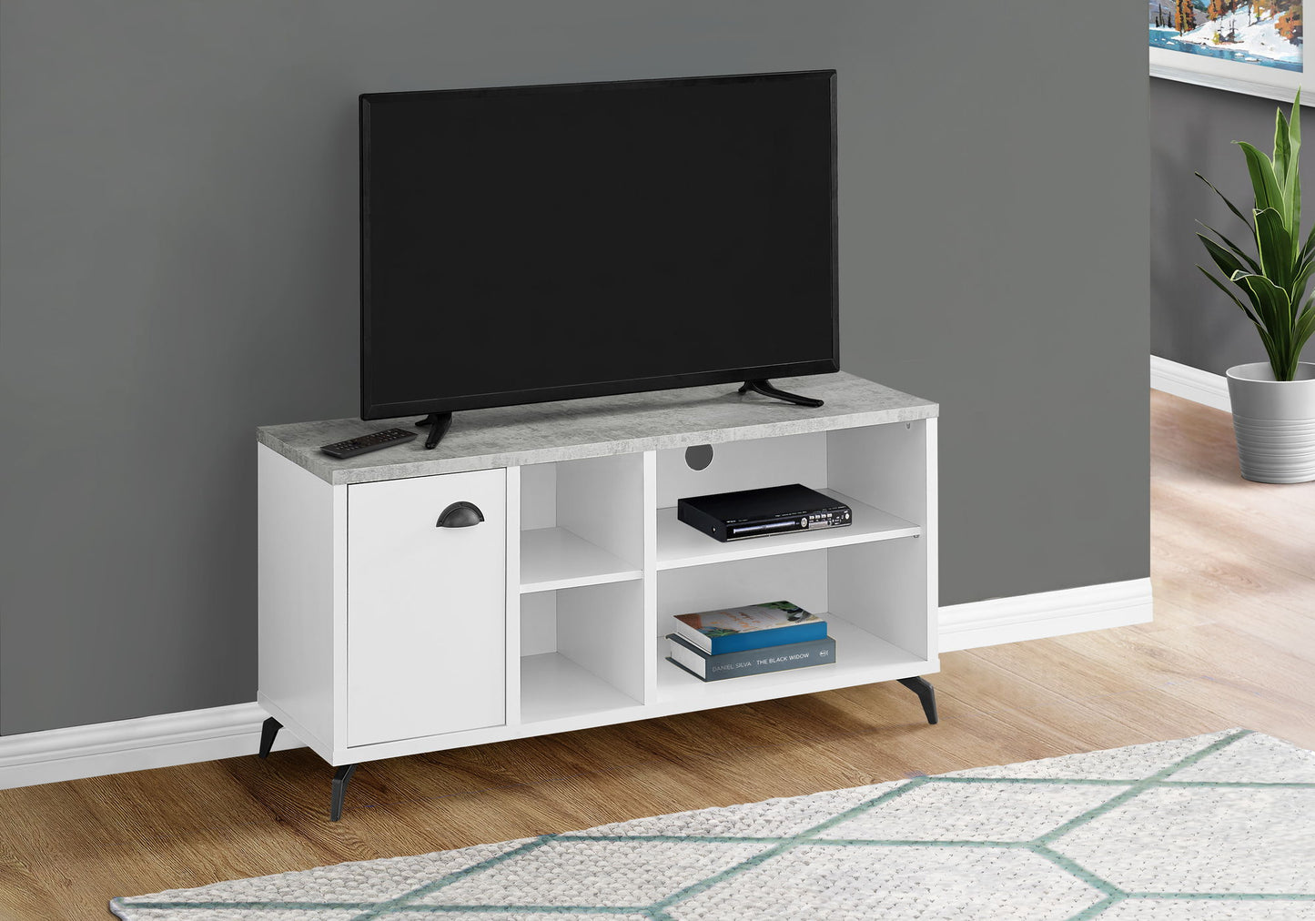 TV Stand, Console, Media Entertainment Center, Storage Cabinet, Contemporary And Modern - White