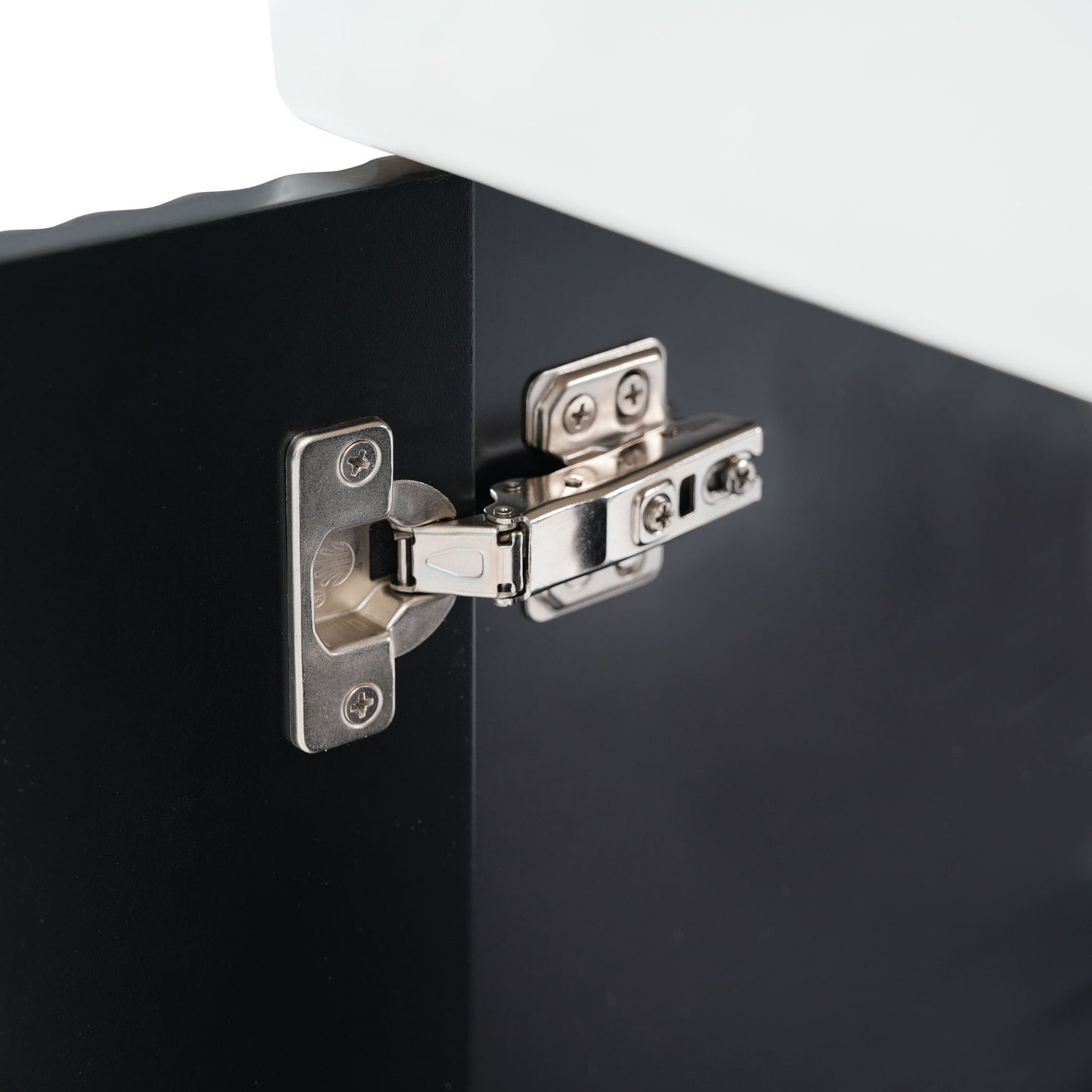 Modern Floating Bathroom Vanity With Ceramic Basin, Perfect For Small Bathrooms, Right Side Storage - Black