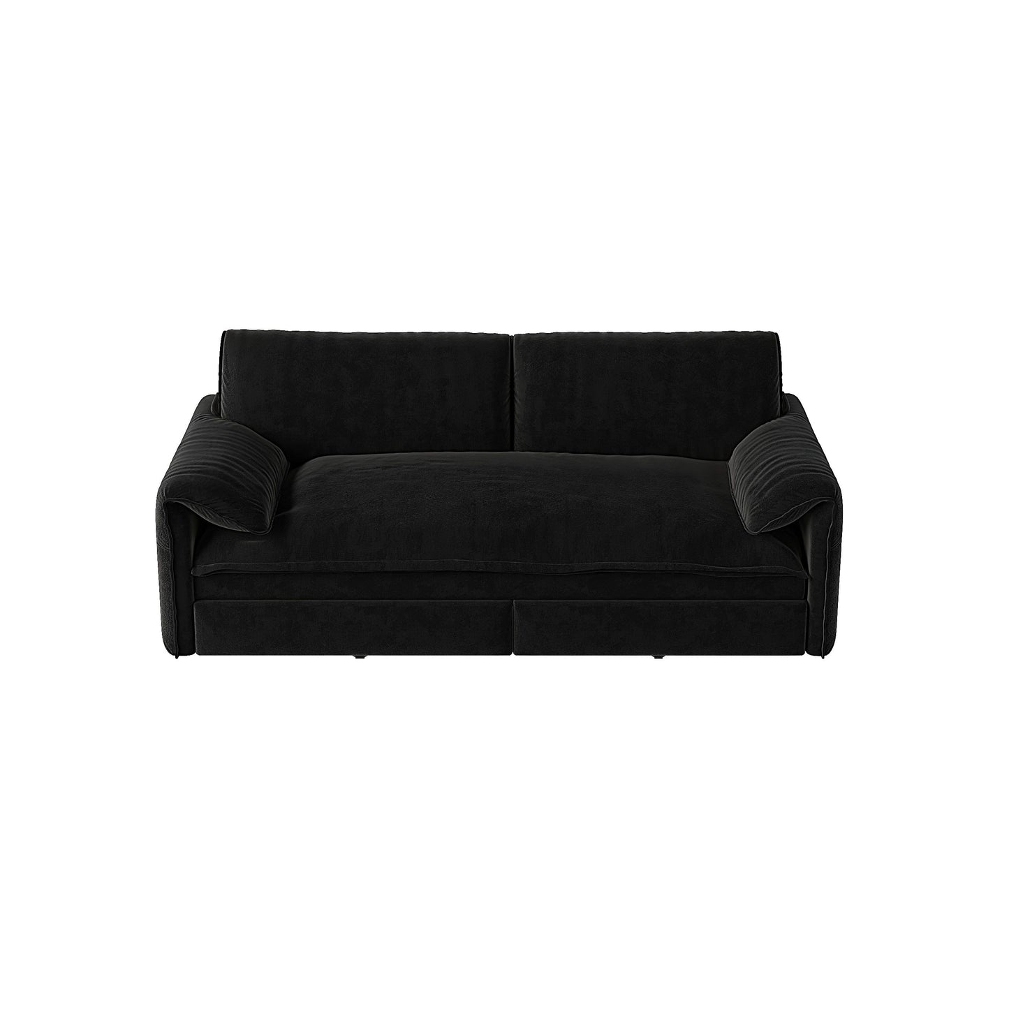 Queen Pull Out Sofa Bed, 3 In 1 Convertible Sleeper Sofa With Side Storage Multifunctional Velvet Loveseat Bed For Living Room - Black
