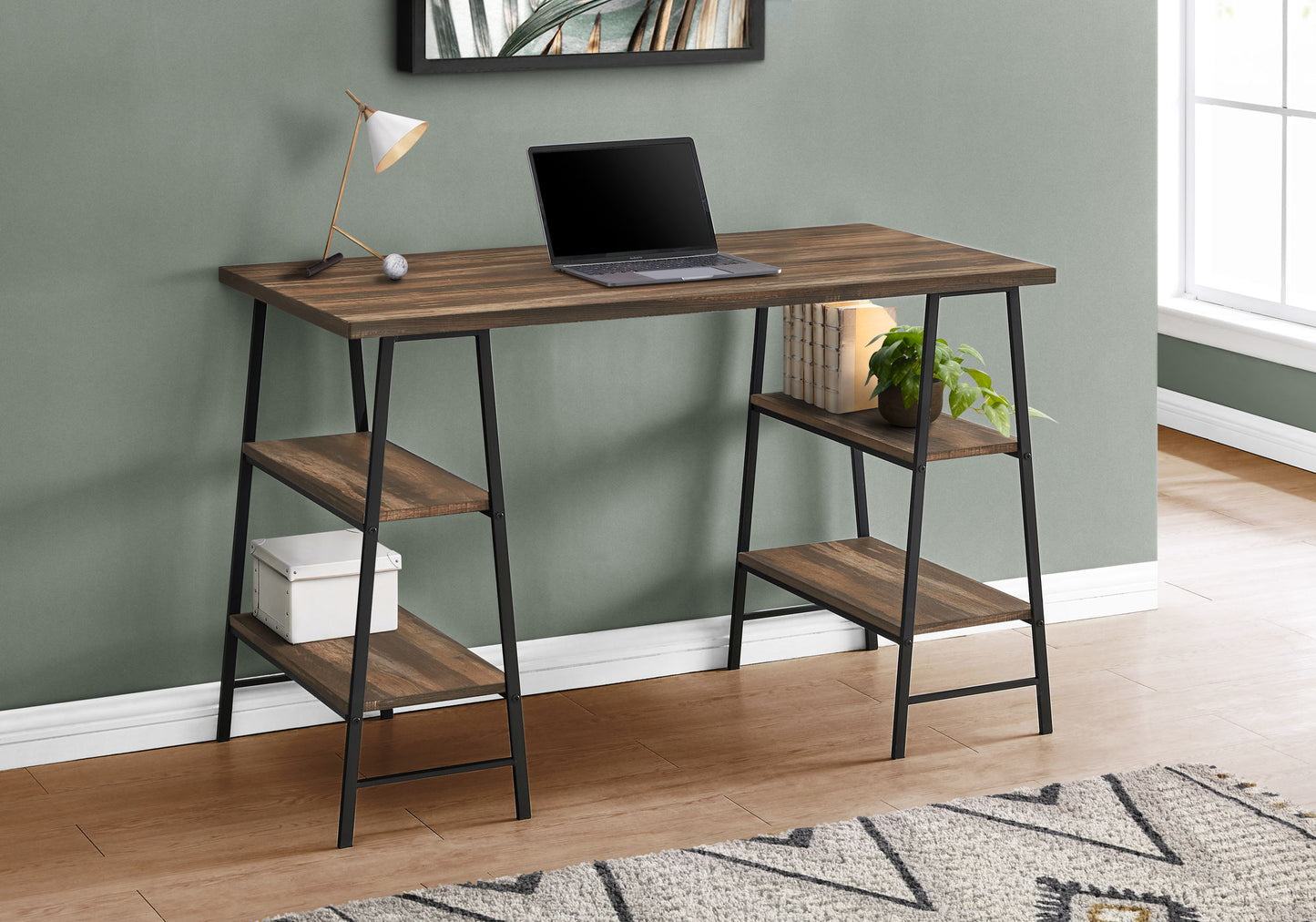 Computer Desk For Home Office, Laptop, Storage Shelves, Contemporary & Modern - Brown