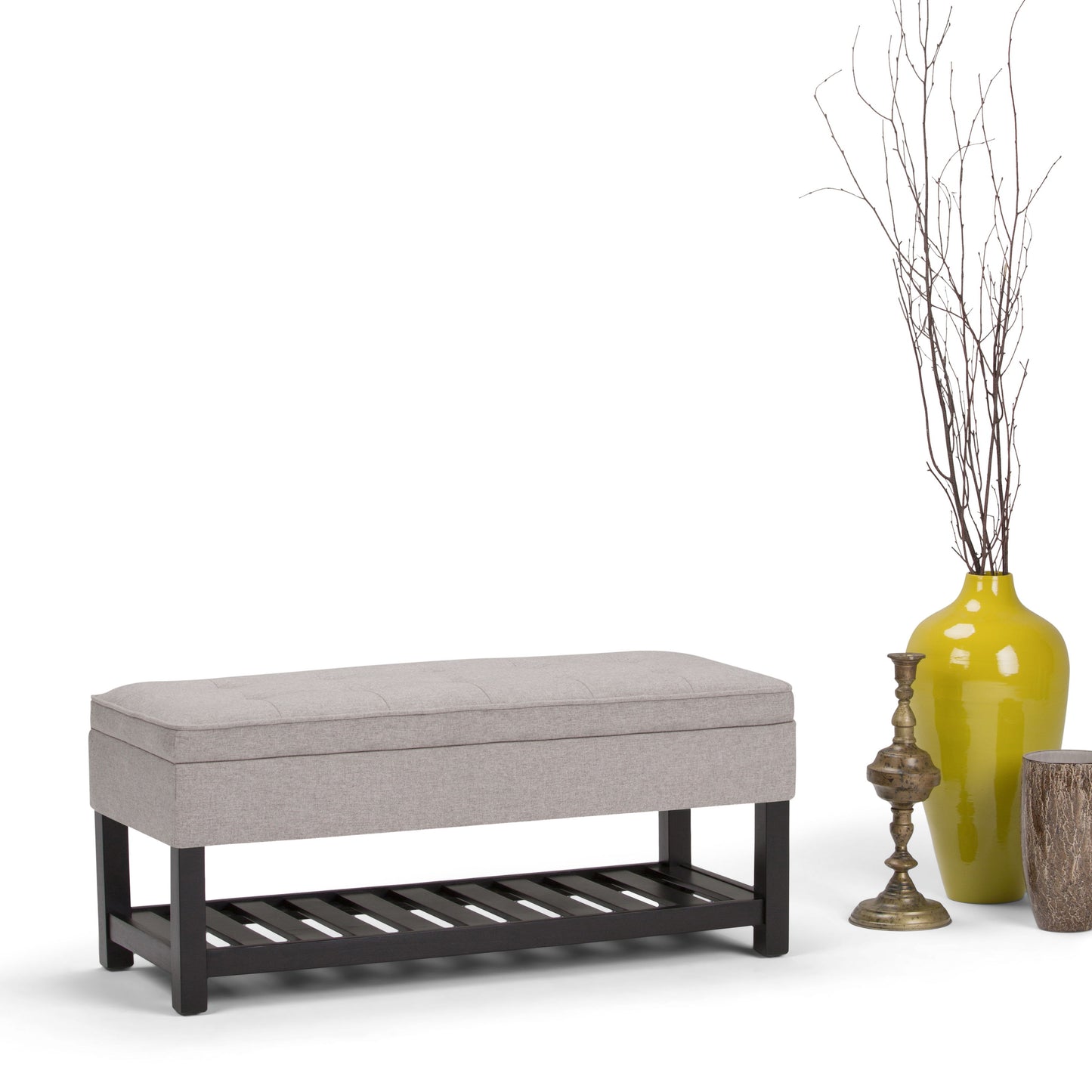 Cosmopolitan - Storage Ottoman Bench With Open Bottom - Cloud Gray