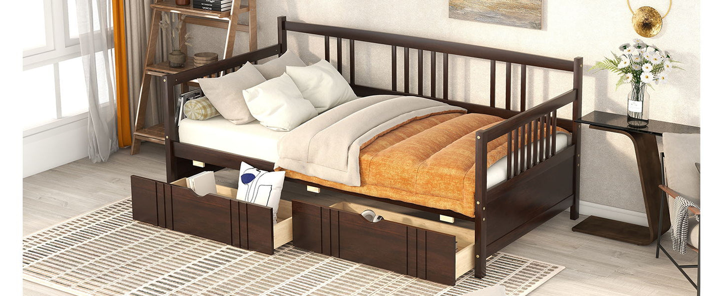 Twin Size DayBed With 2 Drawers - Espresso