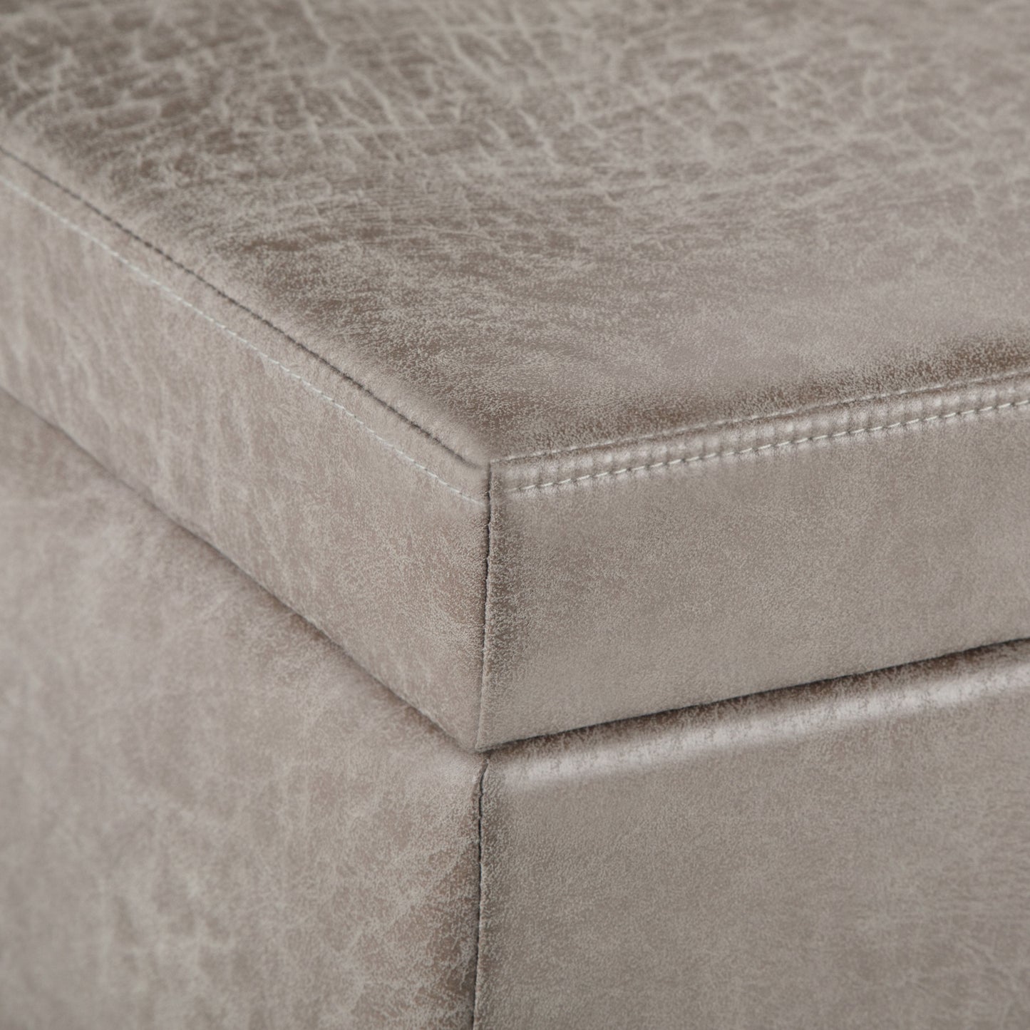 Avalon - Storage Ottoman Bench - Distressed Gray Taupe