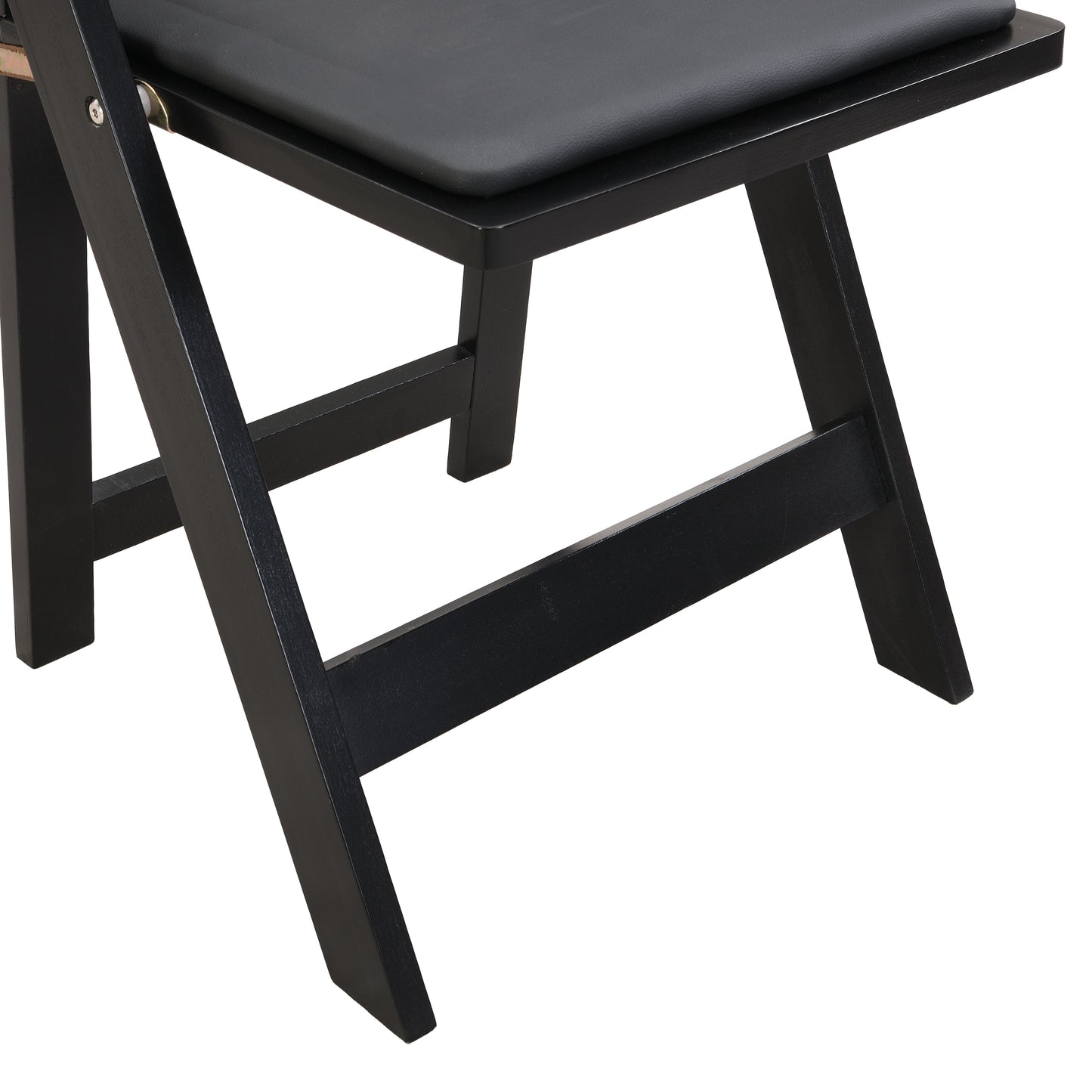 Solid Wood Upholstered Folding Chair Set, Space - Saving, Easy To Carry, Cushion, Dining Room (Set of 4) - Black