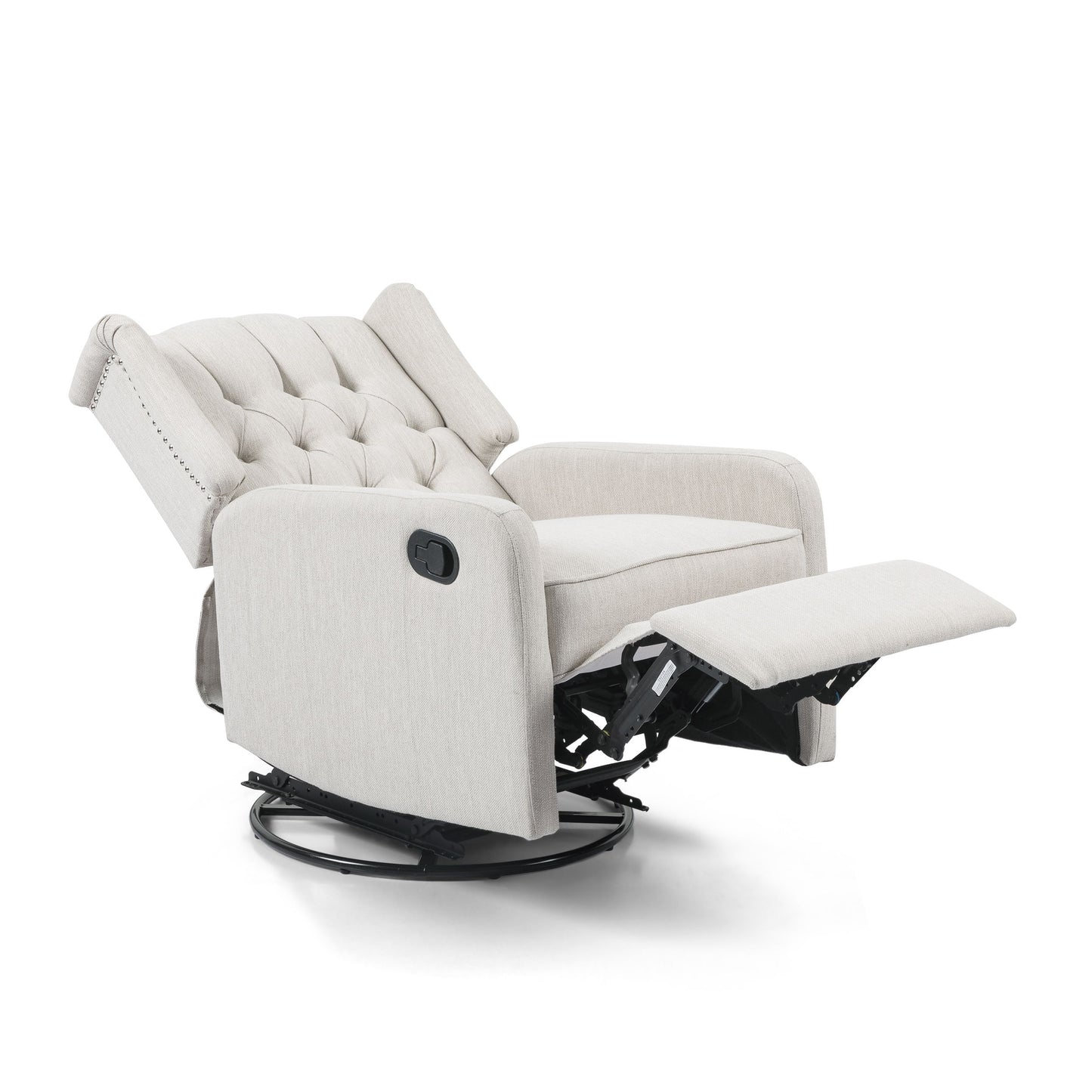 Classic Design, Manual Recliner Chair With 360 Degree Swivel - Beige