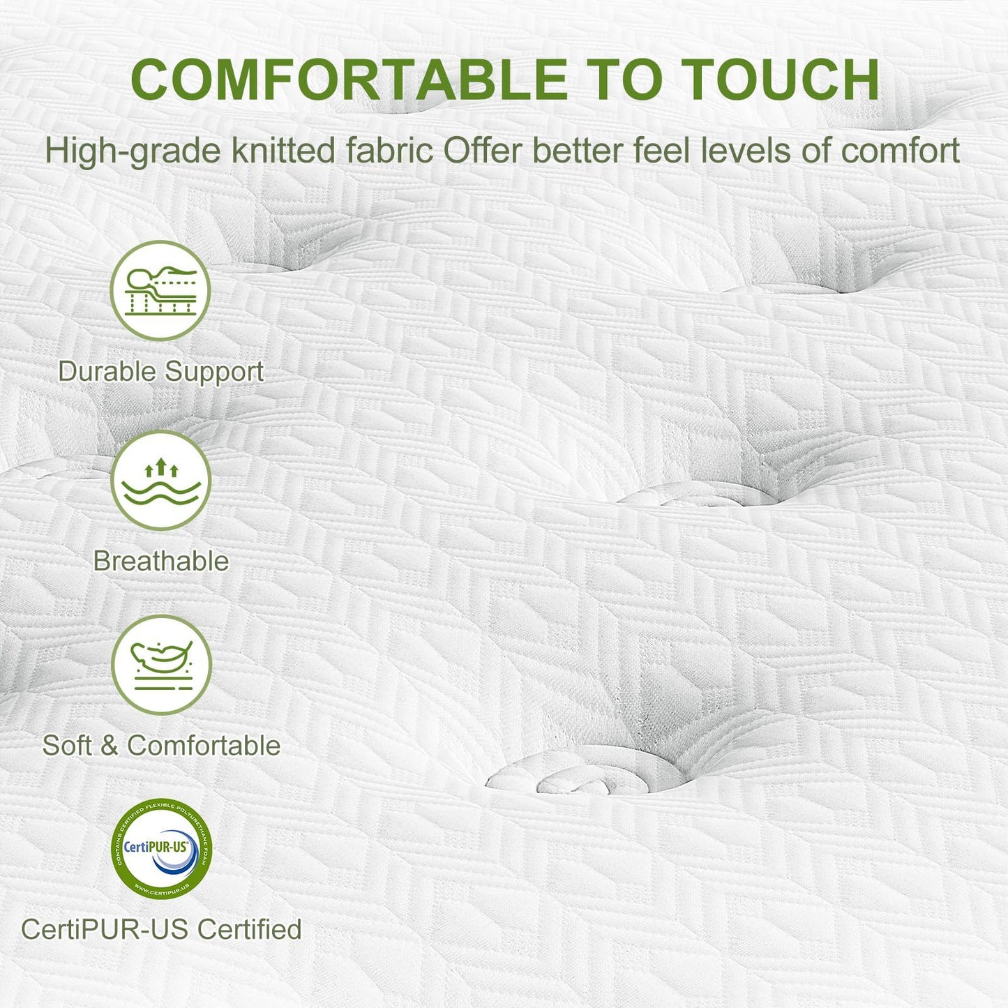 12" Full Size Hybrid Mattress With Gel Memory Foam & Pocket Springs - Green