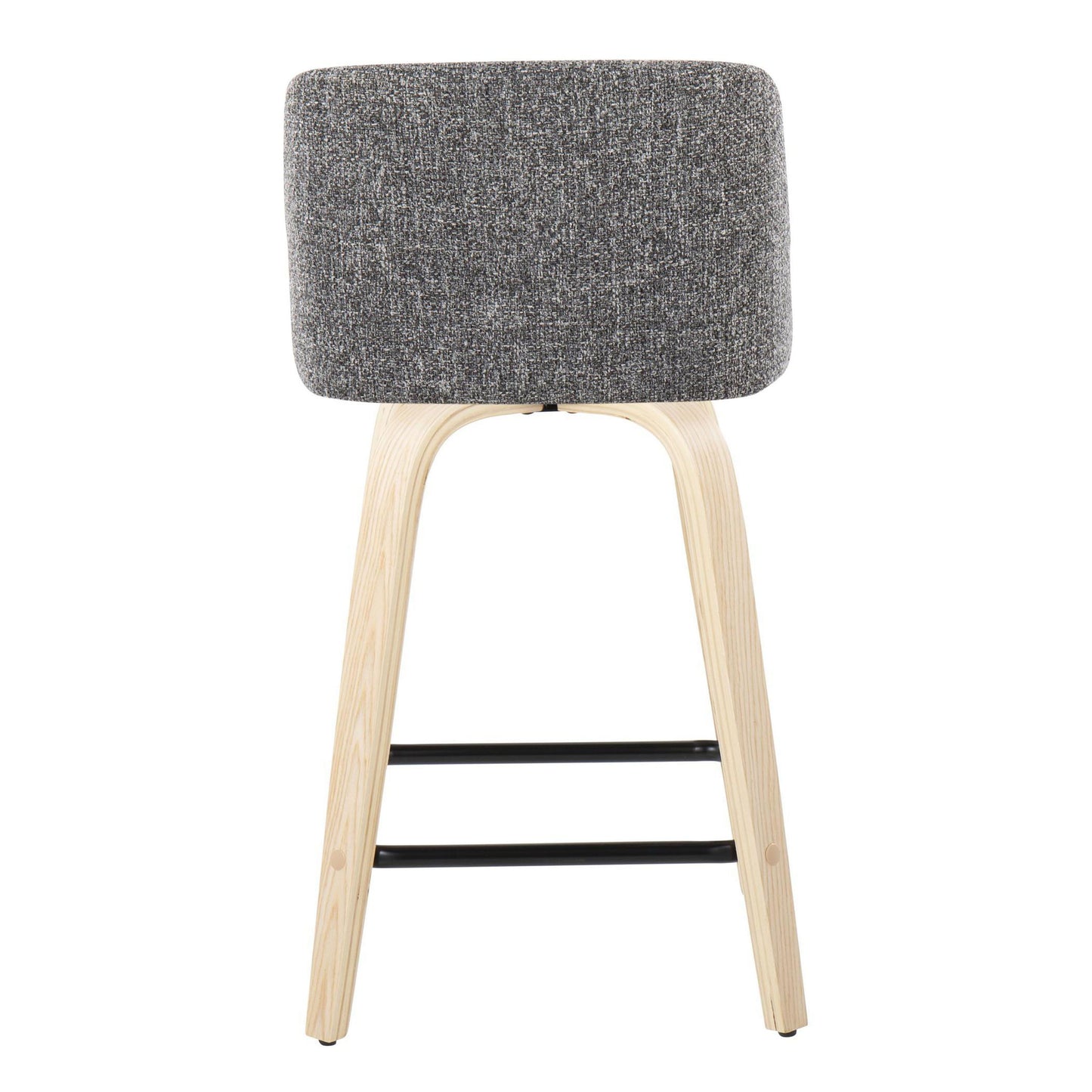 Toriano - Contemporary Fixed Height Counter Stool With Swivel With Square Footrest (Set of 2) - Natural / Gray