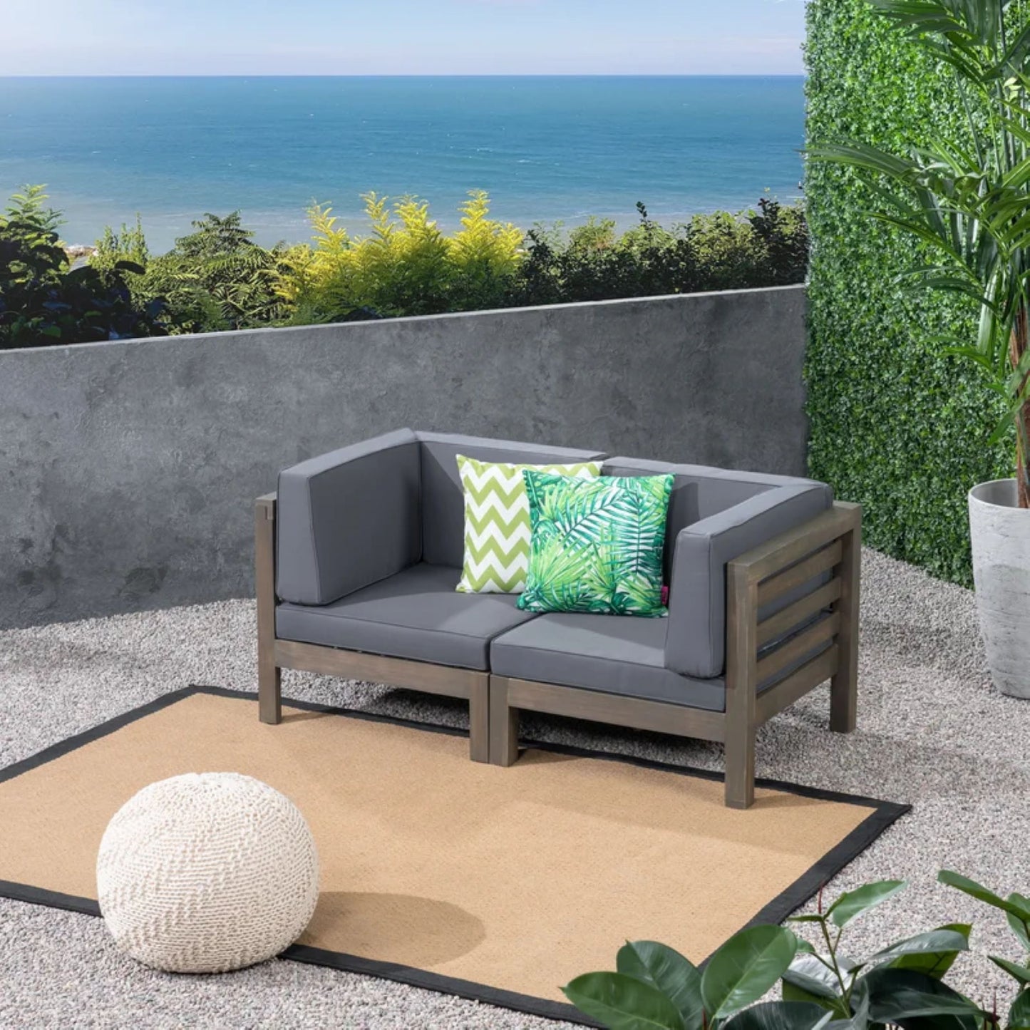 Oana - 2 Piece Loveseat Set With Water Resistant Cushions - Dark Gray