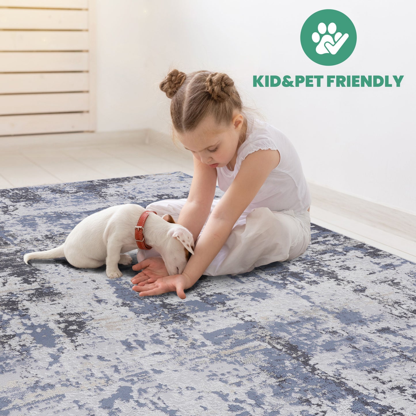 Payas - 2' X 3' Abstract Area Rug - Gray / Denim