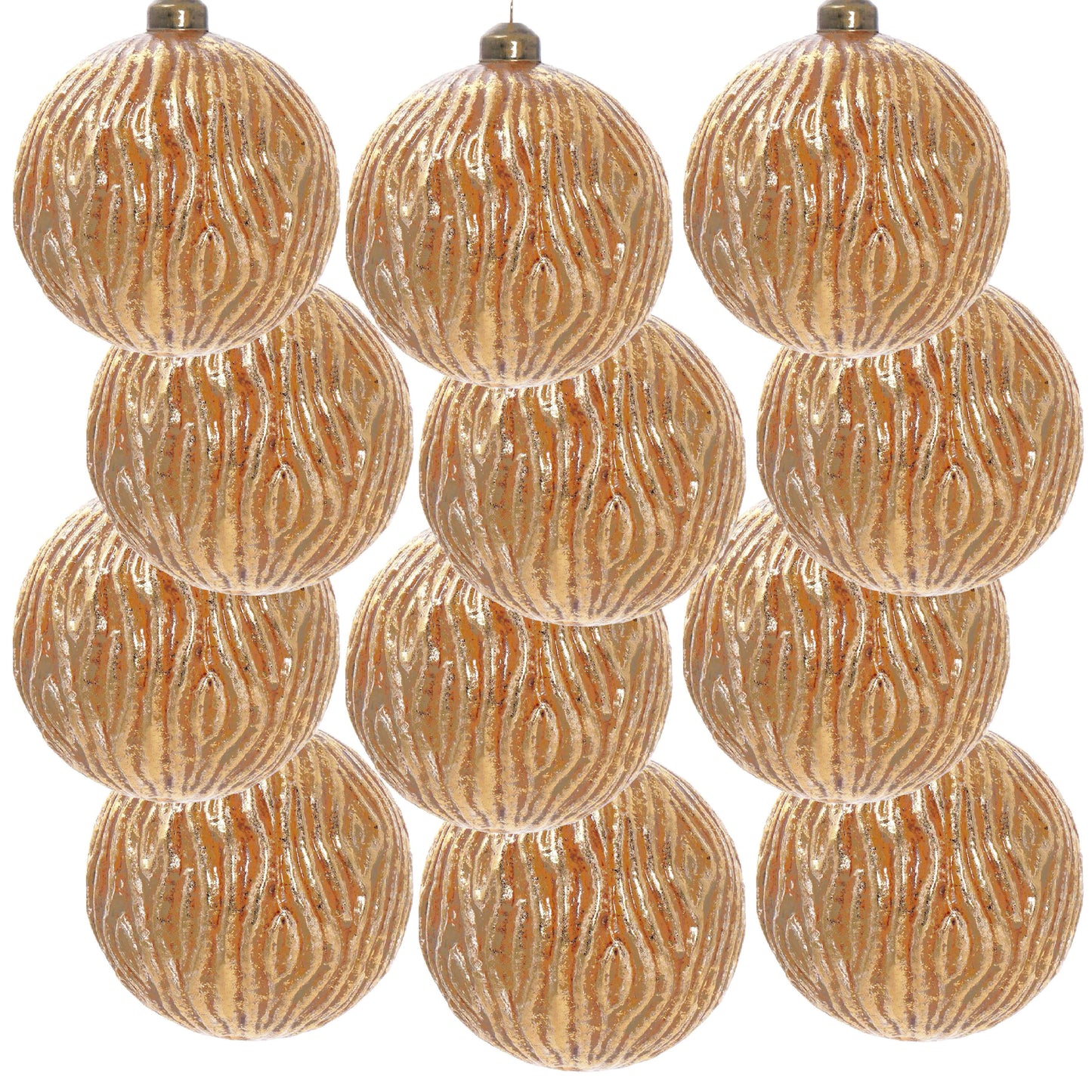 Christmas Ball Ornaments, Glass Decorative Hanging Ball Christmas Tree Ornaments For Holiday Party Decorations (Set of 12) - Gold