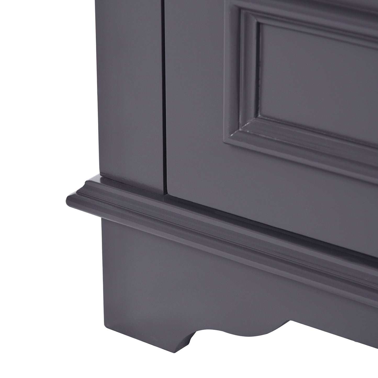 Bathroom Vanity With Ceramic Sink Combo, Modern Freestanding Storage Cabinet With Silver Handles, Soft Closing Doors - Blue Gray