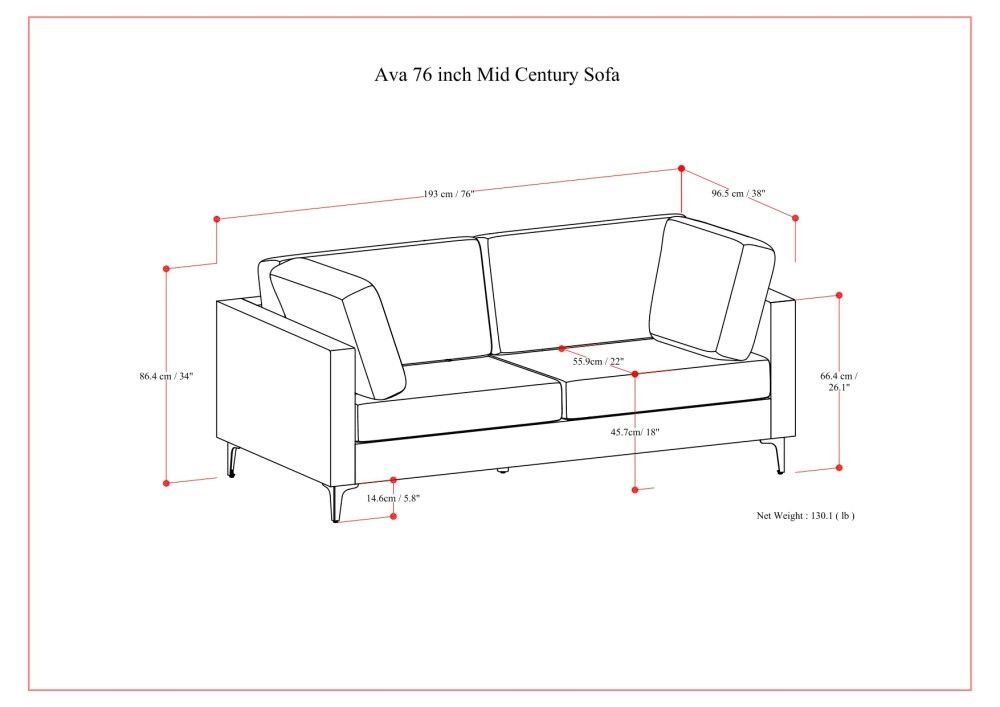 Ava - Mid Century Sofa - Dark Gray