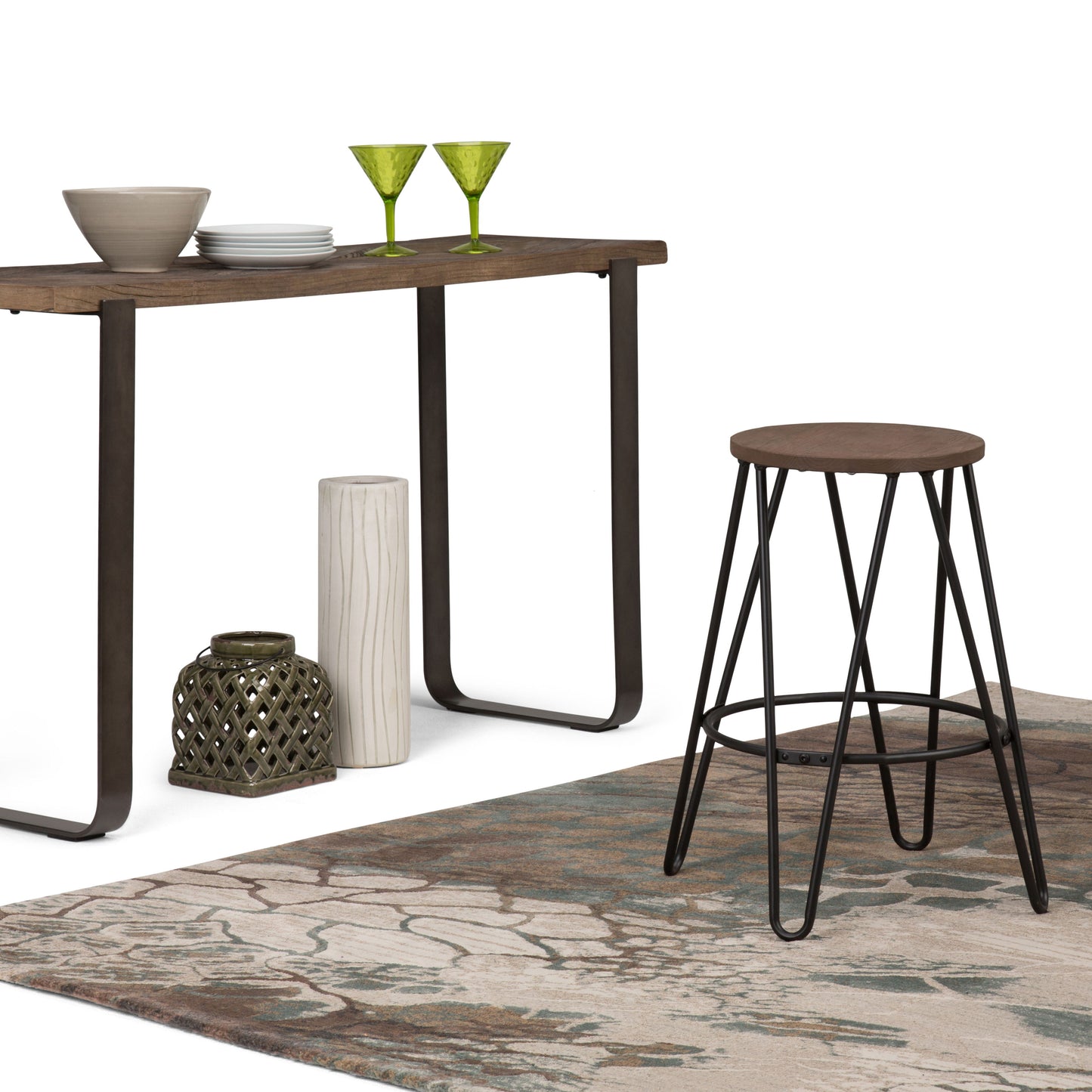 Simeon - Metal Counter Height Stool With Wood Seat - Cocoa Brown / Black