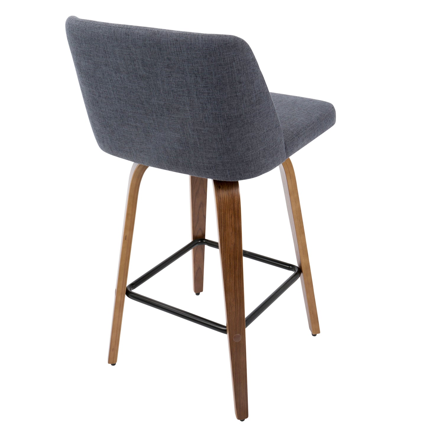 Toriano - Mid-Century Modern Counter Stool (Set of 2) - Walnut / Blue