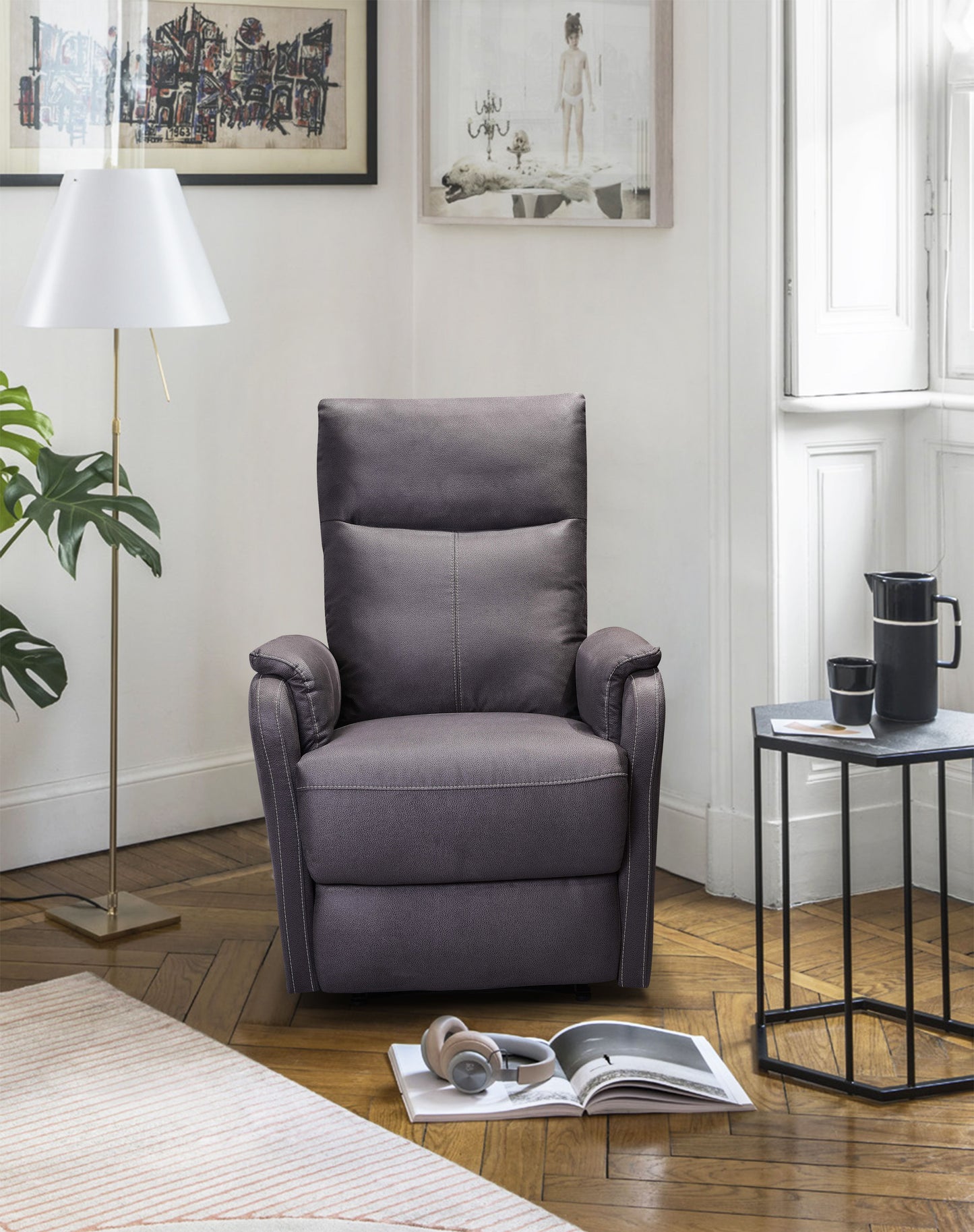 Power Recliner Chair With USB Charge Port, Recliner Single Chair - Gray