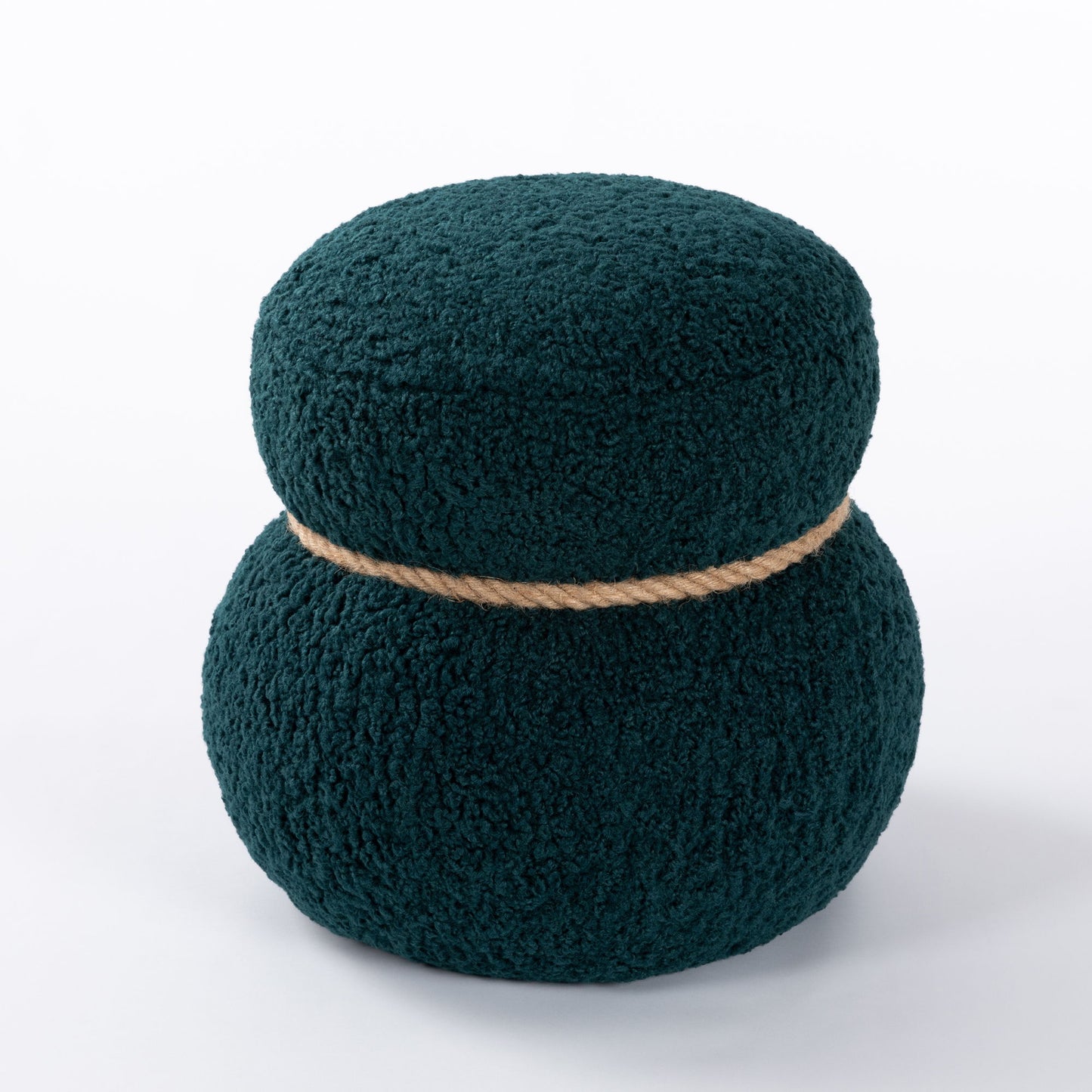 Snowman Stool With Lamb Wool Cushion And Solid Wood Frame - Dark Green