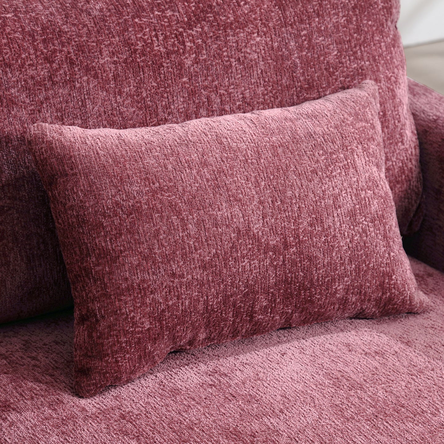 Mid Century Modern Chenille Fabric Loveseat Sofa, 2 Seat Upholstered Couch With Wood Feet - Wine Red