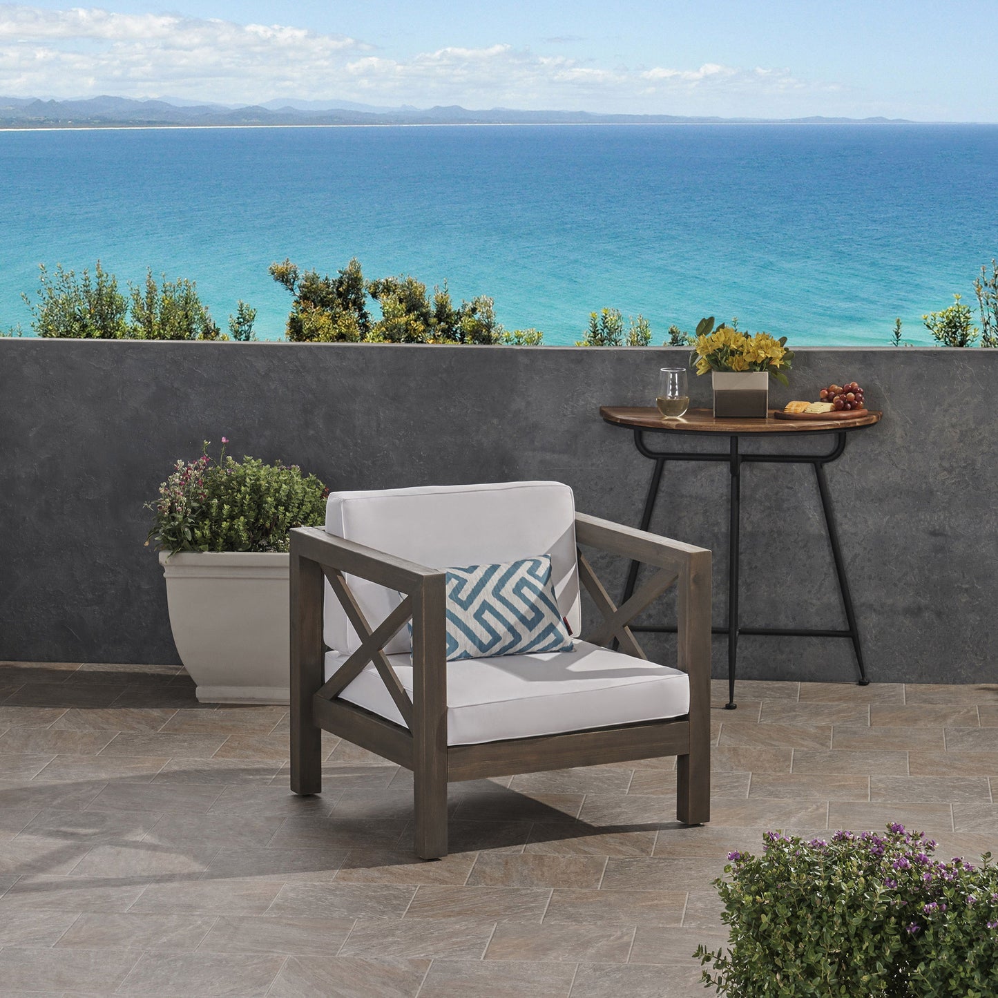 Brava - Modern Club Chair With Water Resistant Cushions - Gray / White