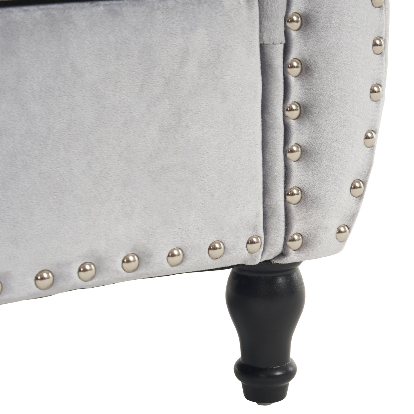 Velvet Multifunctional Storage Rectangular Ottoman Bench With Pillow - Gray