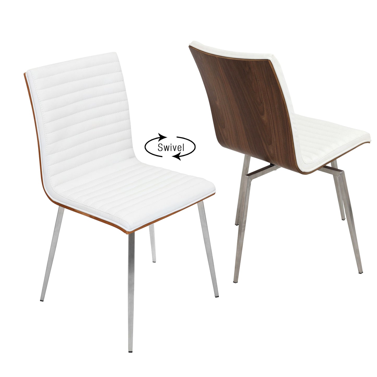 Mason - Contemporary Dining / Chair With Swivel (Set of 2) - Walnut / White