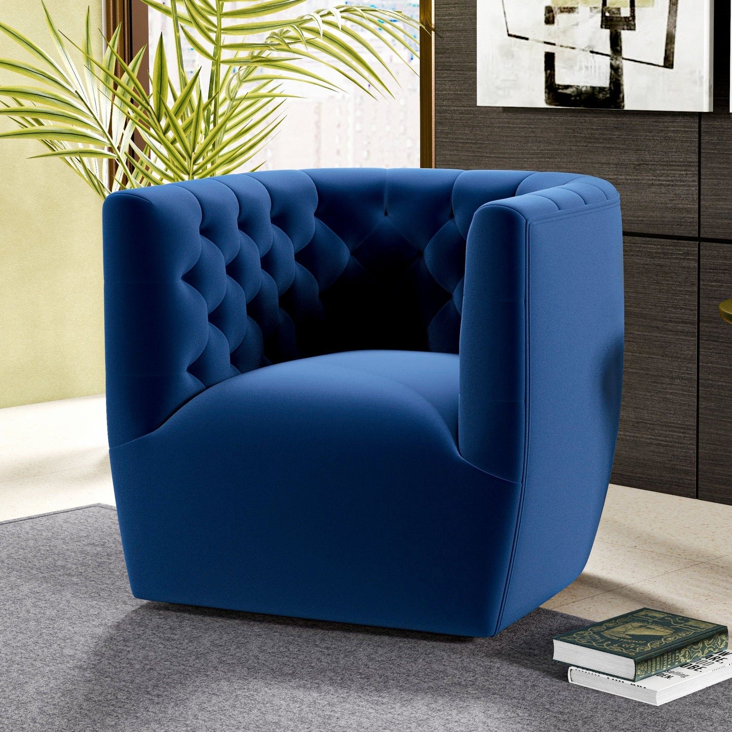 Delaney - Swivel Chair - Dark Blue
