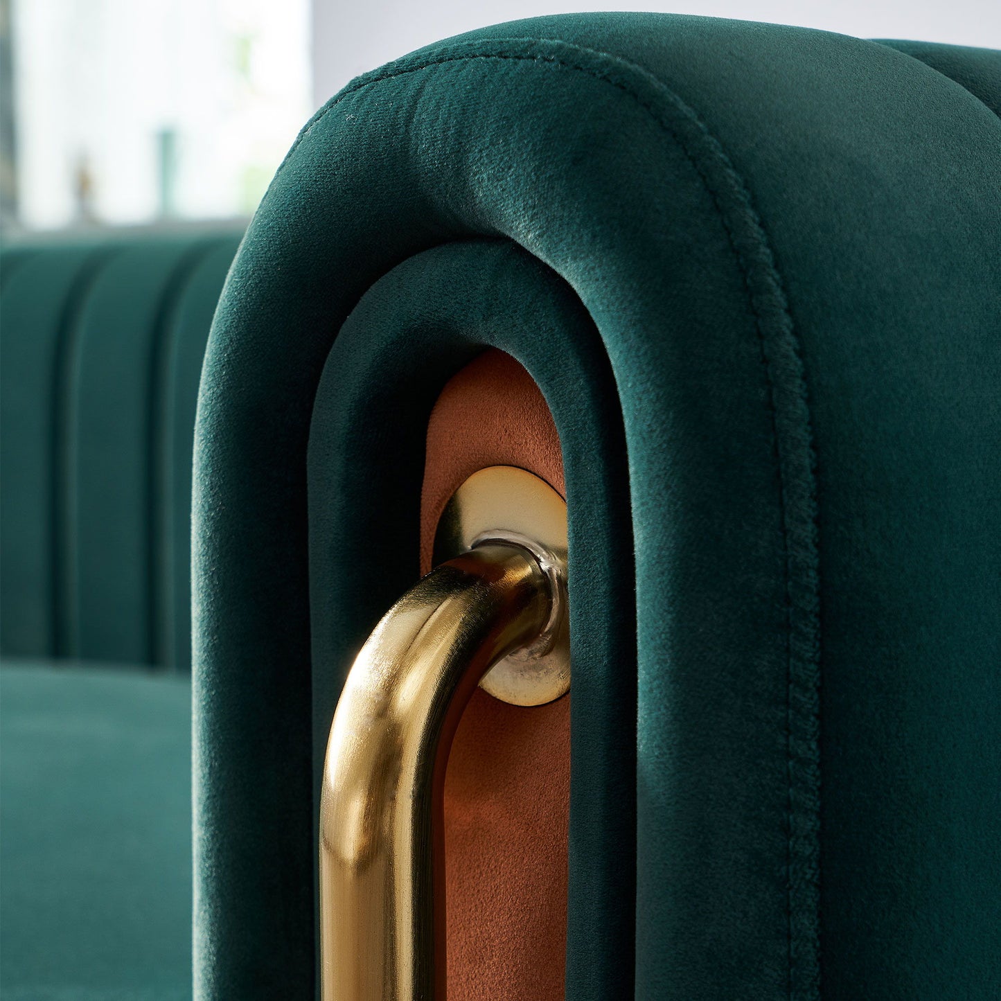 Contemporary Velvet Sofa Couch For Living Room - Green