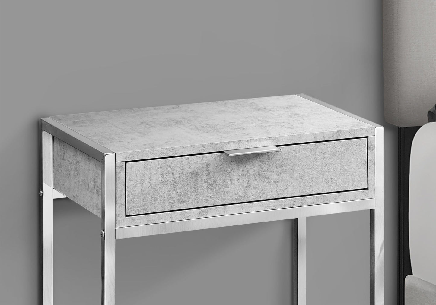 Accent Side Table, Storage Drawer, Contemporary And Modern - Gray