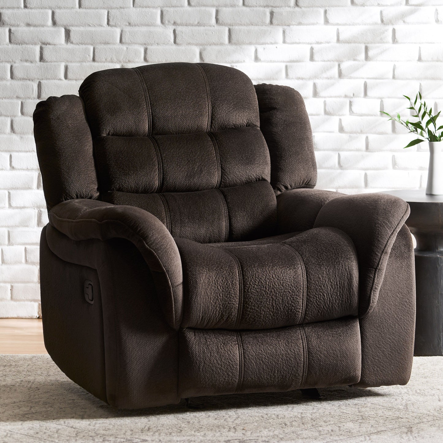 Classic Design, Plush, Glider Recliner - Brown