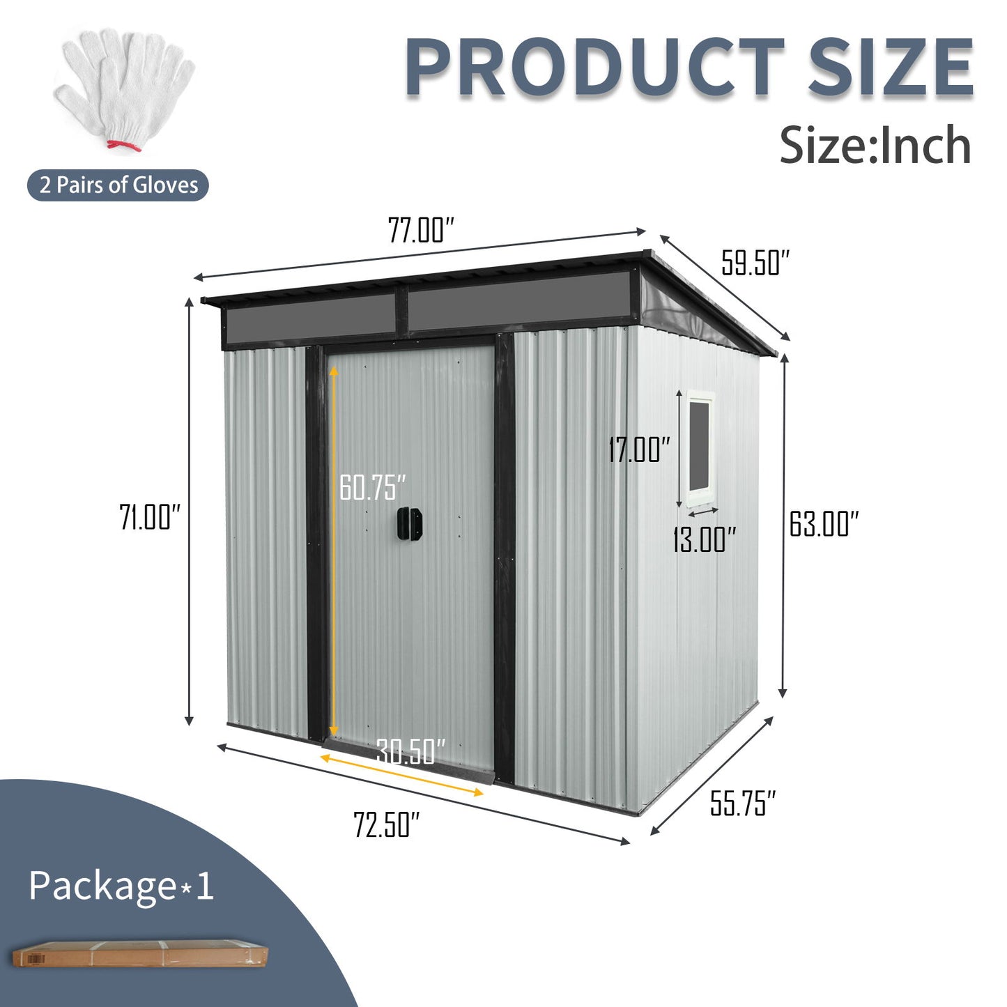 6Ft X 5Ft Outdoor Metal Storage Shed With Window And Transparent Plate For Garden, Lawn - White / Black