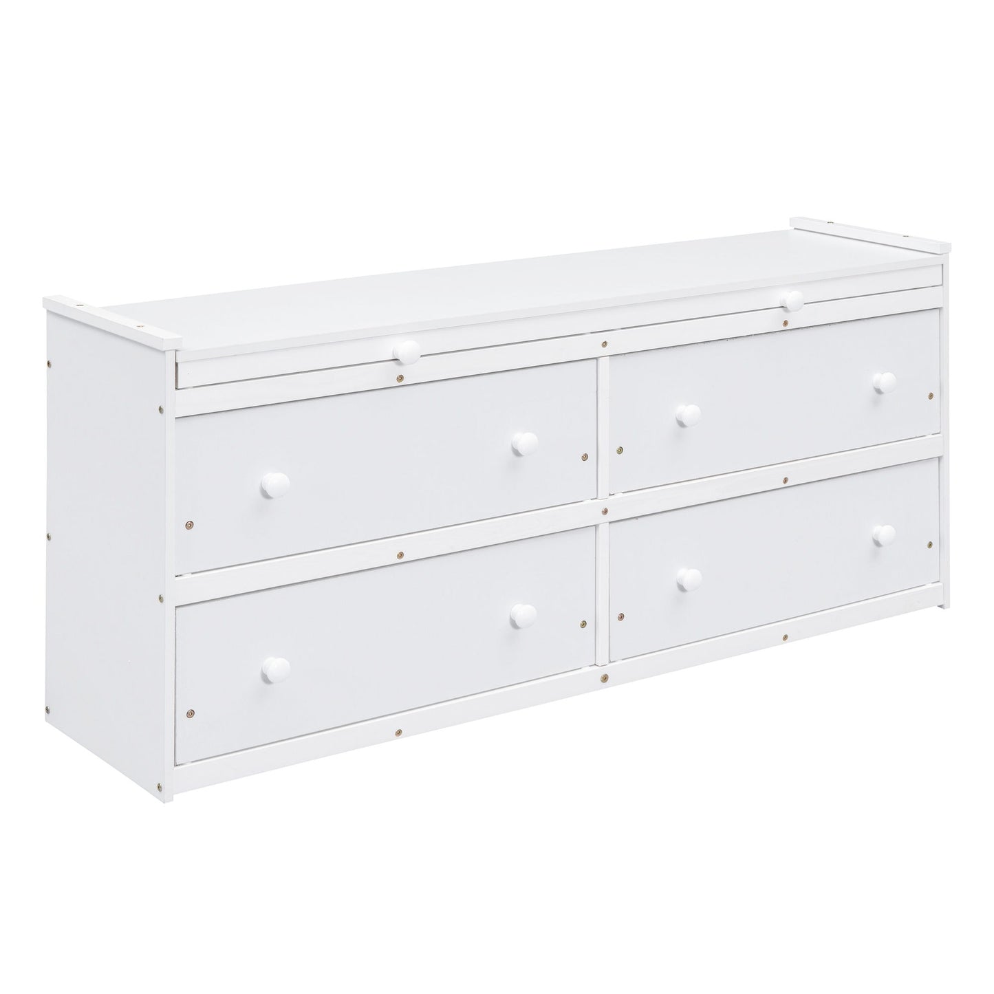 Twin Size Loft Bed With Retractable Writing Desk And 4 Drawers, With Lateral Portable Desk And Shelves - White