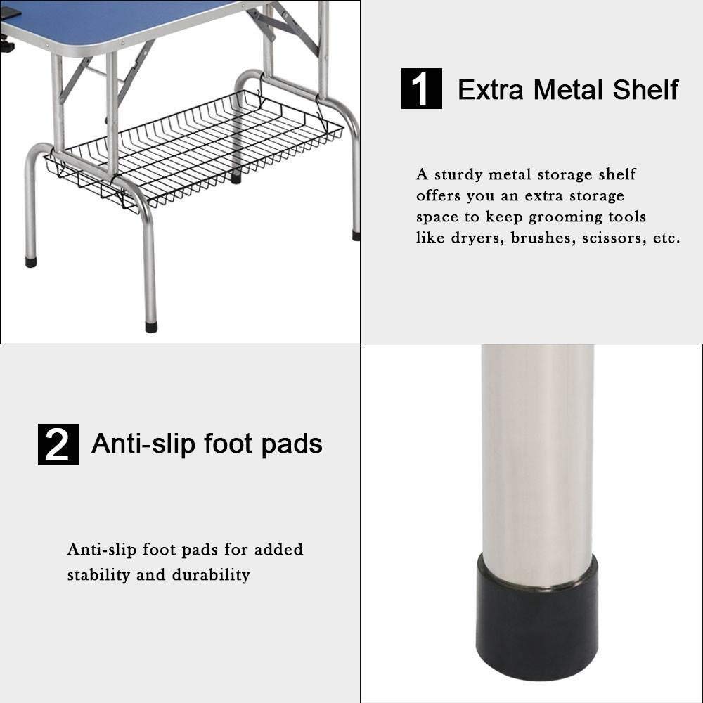 Folding Dog Pet Grooming Table Heavy Duty Stainless Steel Pet Dog Cat Grooming Table - Blue