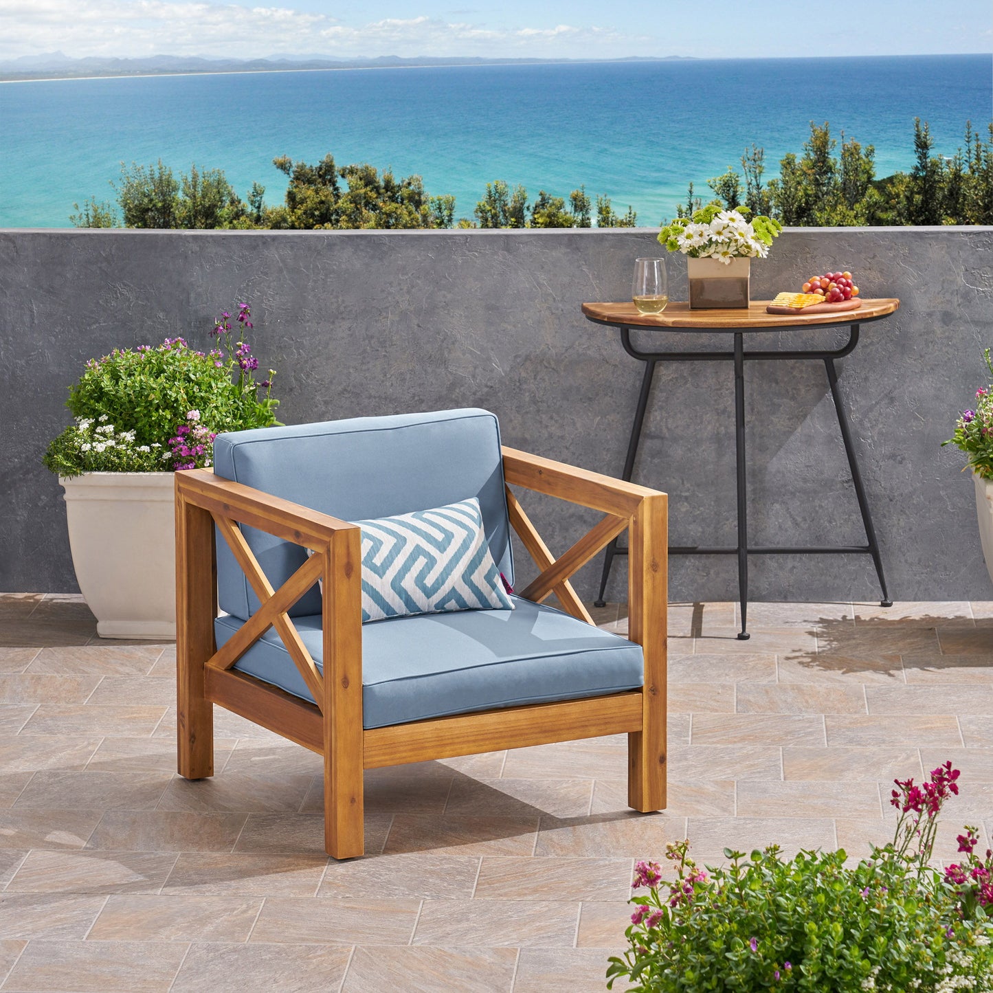 Brava - Modern Club Chair With Water Resistant Cushions - Blue