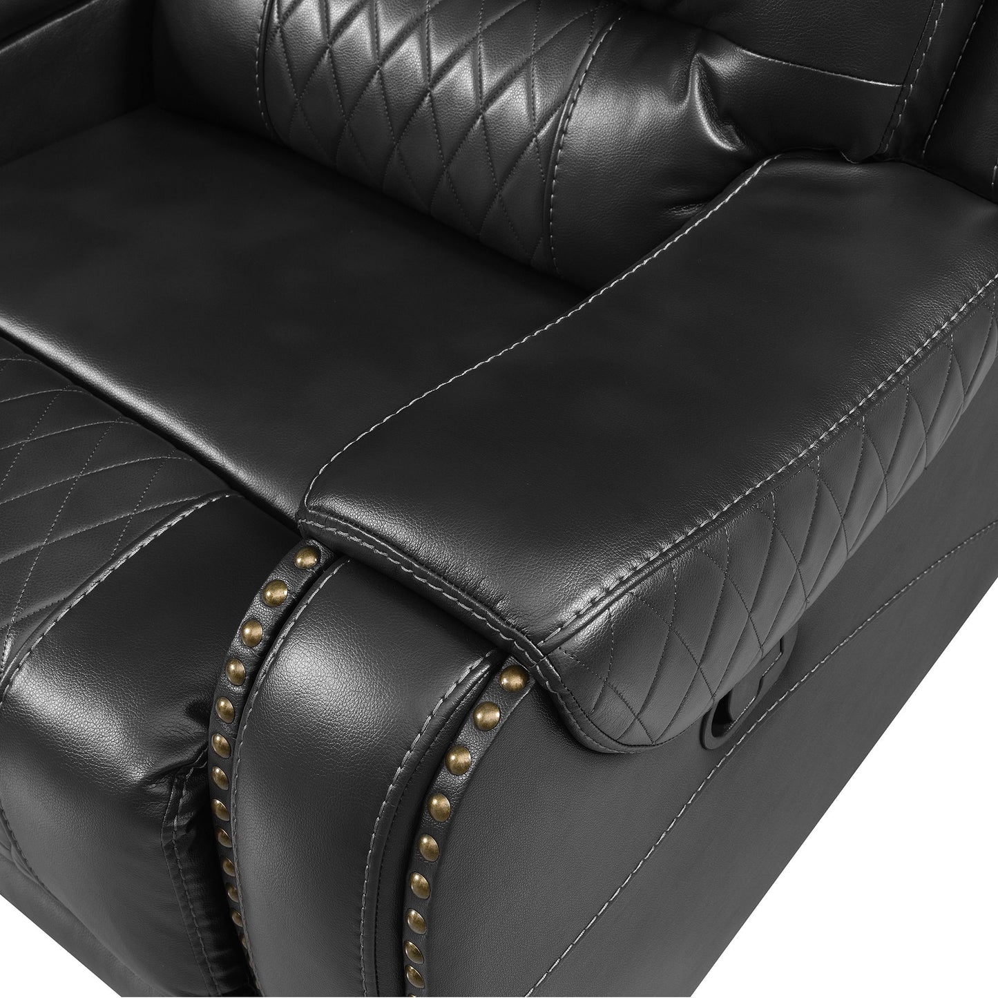Manual Reclining Sectional Sofa Set L Shaped Symmetrical Motion Sofa Corner Couch Sets With Storage Boxes, 4 Cup Holders And LED Light Strip For Living Room - Black
