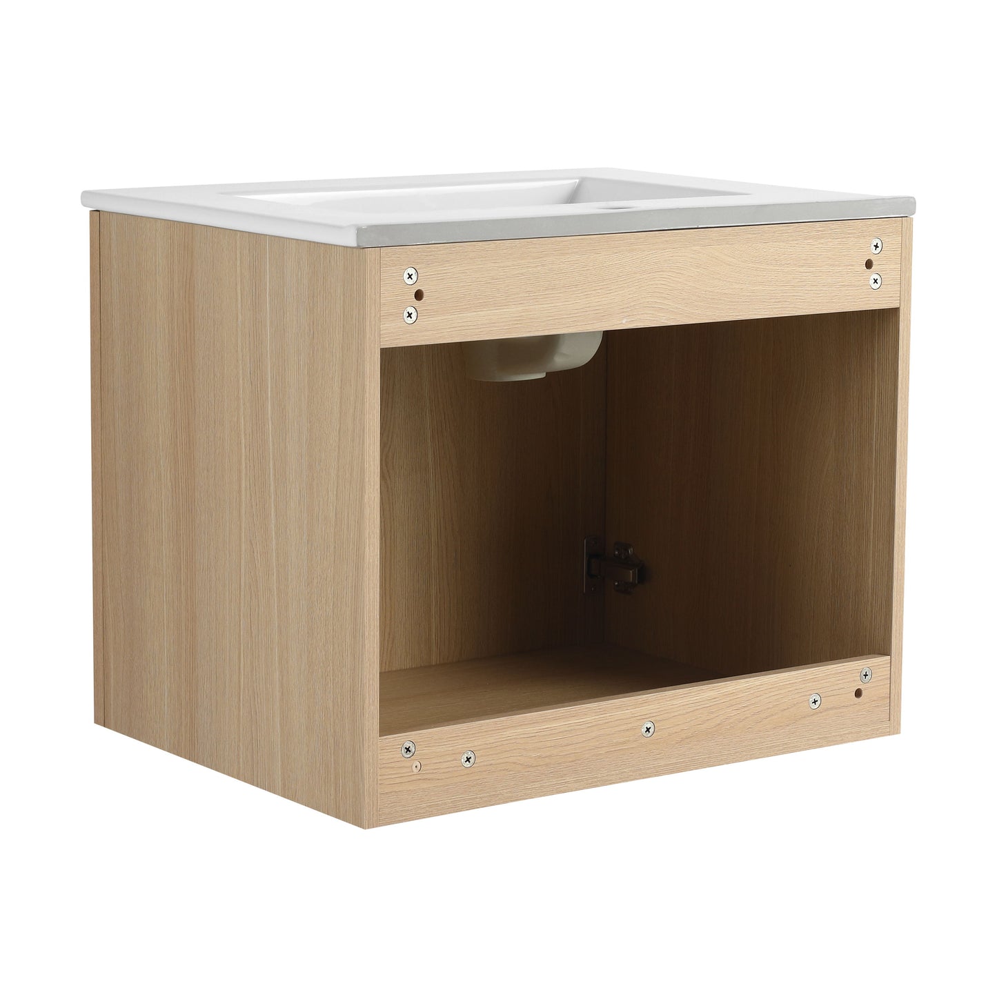 Modern Wall Mounted 24" Bathroom Vanity With 2 Soft Closing Doors, Excluding Sink - Oak