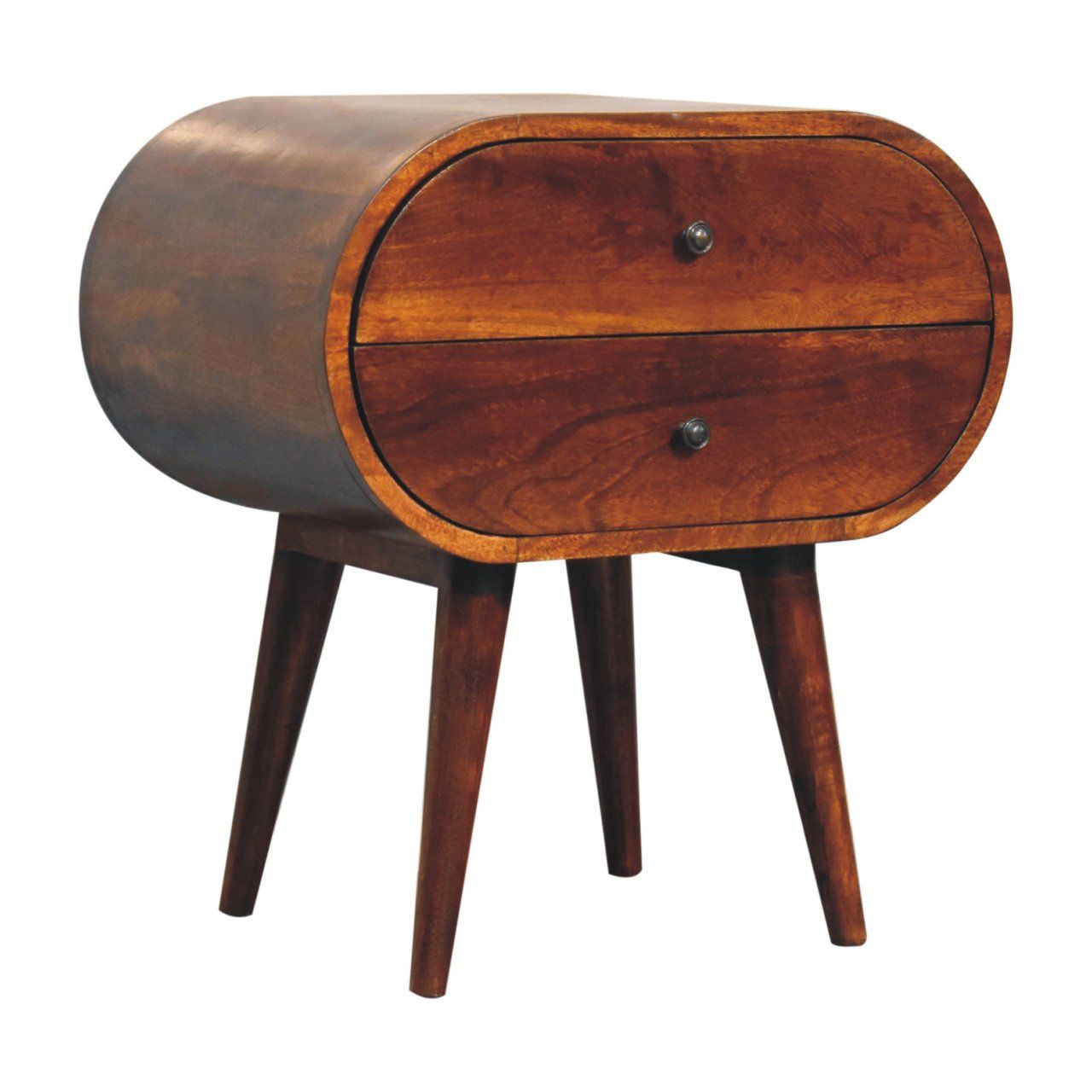 Large Circular Bedside Table - Brown