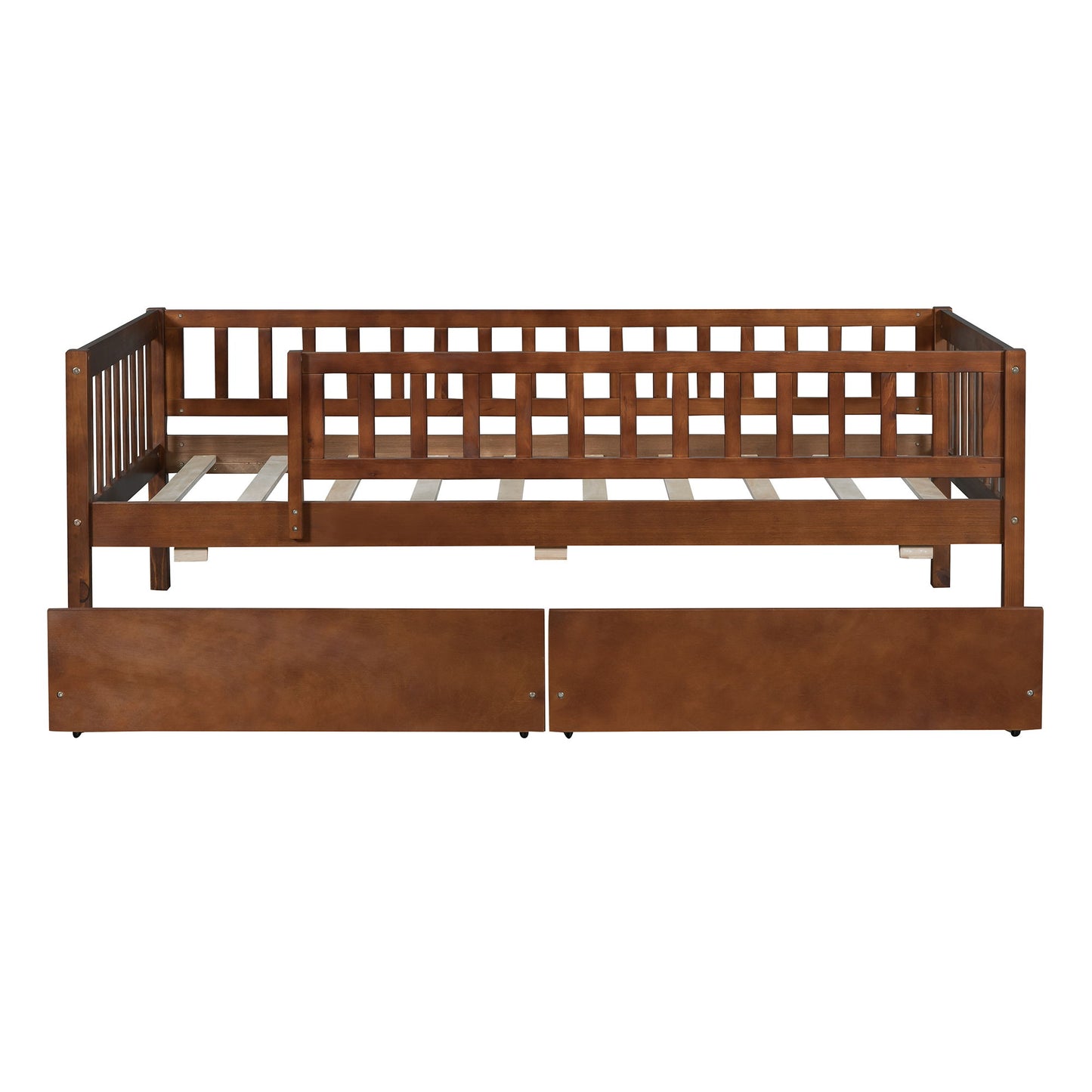 Twin Size Daybed Bed With Two Drawers - Walnut
