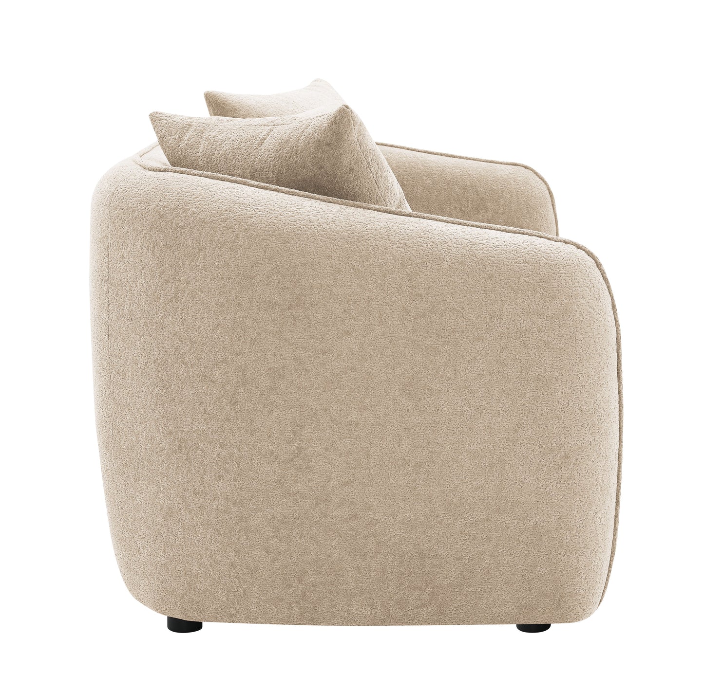 Keith - Chenille 3 Piece Living Room Set (Comes With Matching Color Toss Pillows) - Beige