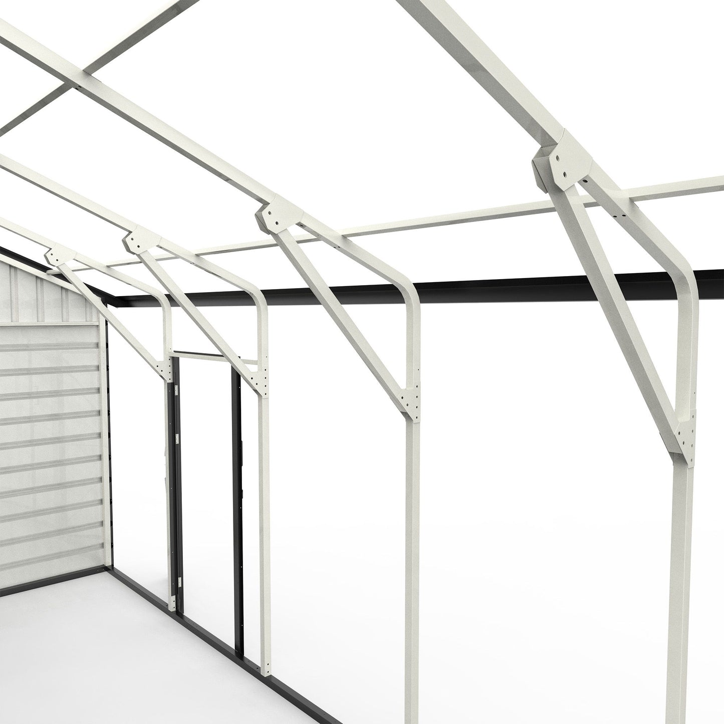 Double Garage Metal Shed With Side Entry Door, Can Storage Power Tools, Motorized Machinery, Farm Equipment, Pick Up Truck - Cream