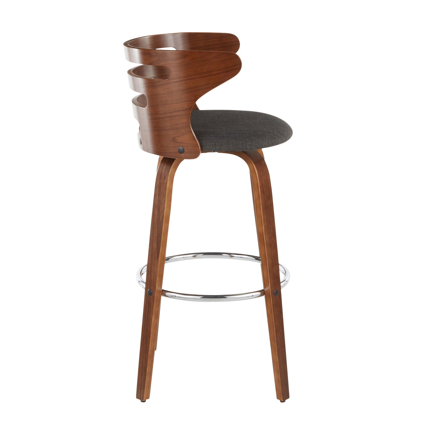 Cosini - Mid-Century Modern Barstool With Swivel (Set of 2) - Walnut / Charcoal