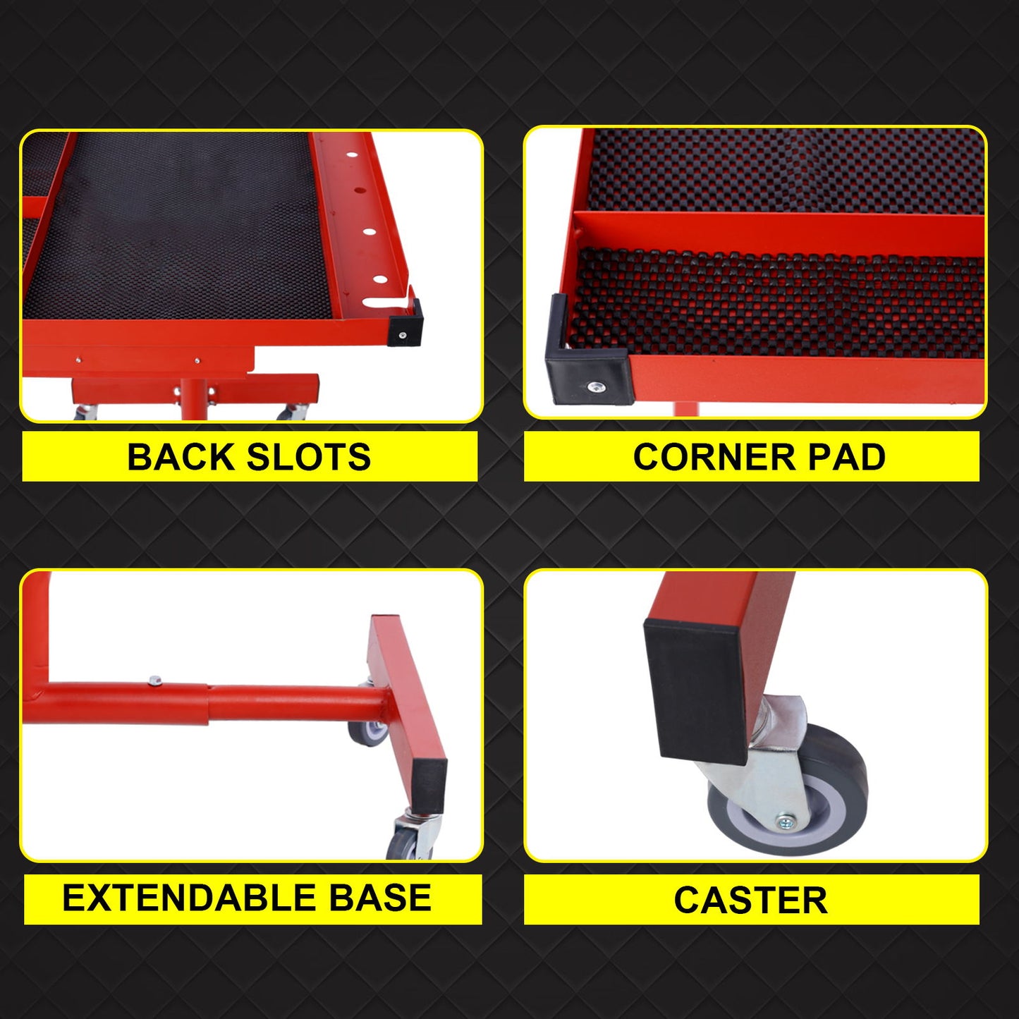 Adjustable Tear Down Work Table With Drawer For Garages, Repair Shops, And Diy, Portable, (4) 2.5" Swivel Casters, 220 Pound Capacity, Rubber Corners, Heavy Duty Steel - Red