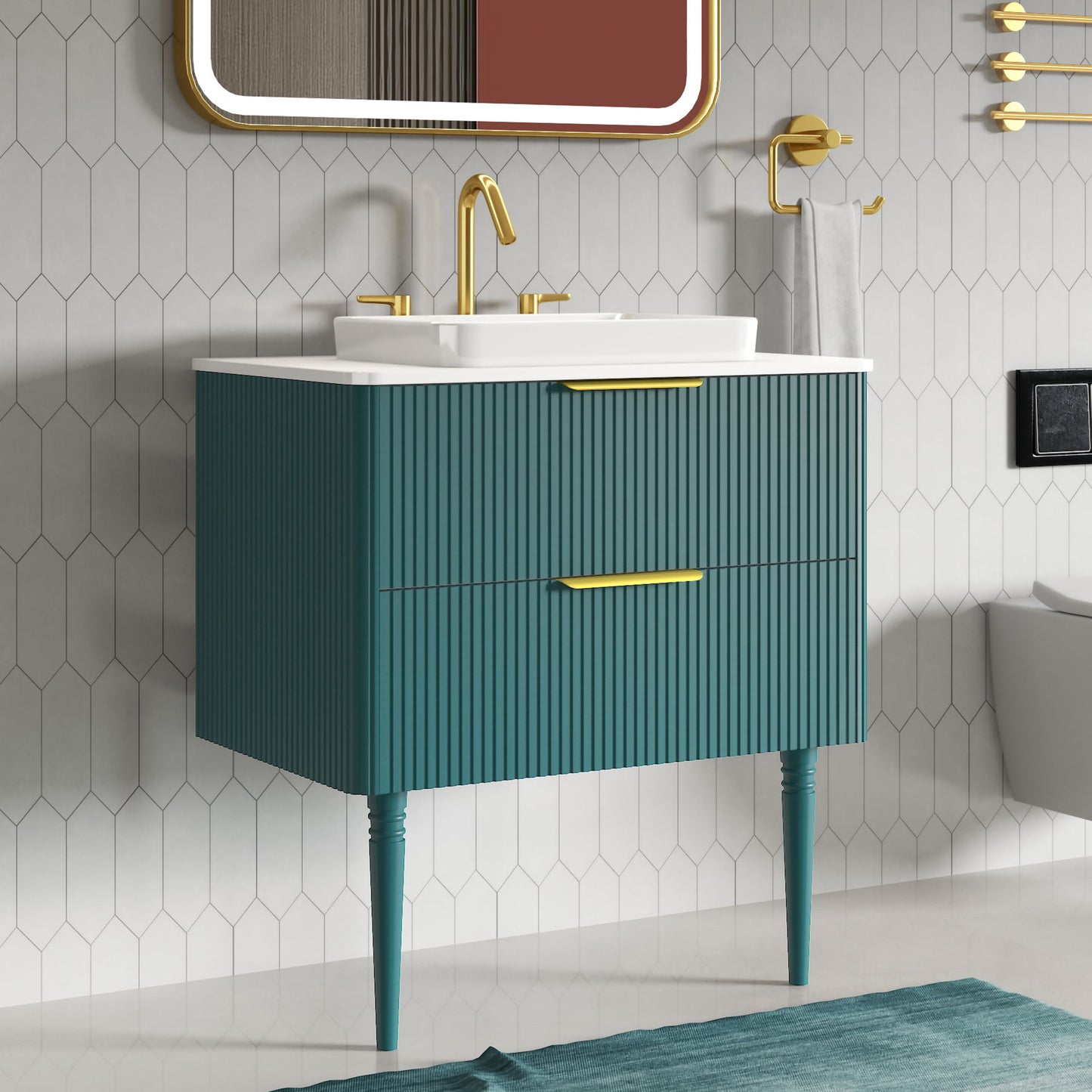 Elena - Modern Bathroom Vanity With Sink Luxury Bathroom Vanity With Ample Storage, 2 Soft Close Drawers, 2 In 1 Floating Or Freestanding Design - Blue
