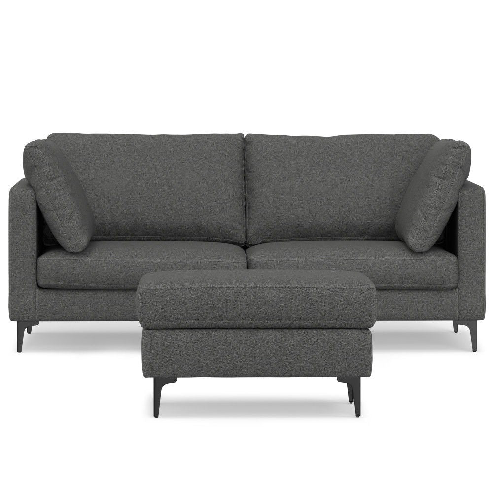 Ava - Mid Century Sofa With Ottoman Set, Upholstered - Dark Gray