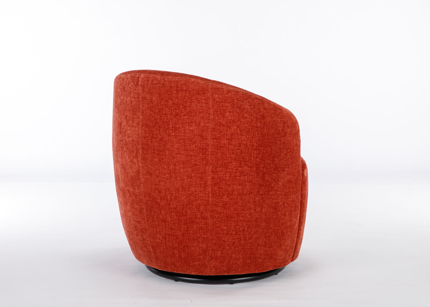 Chenille Fabric Swivel Accent Armchair Barrel Chair With Black Powder Coating Metal Ring - Orange