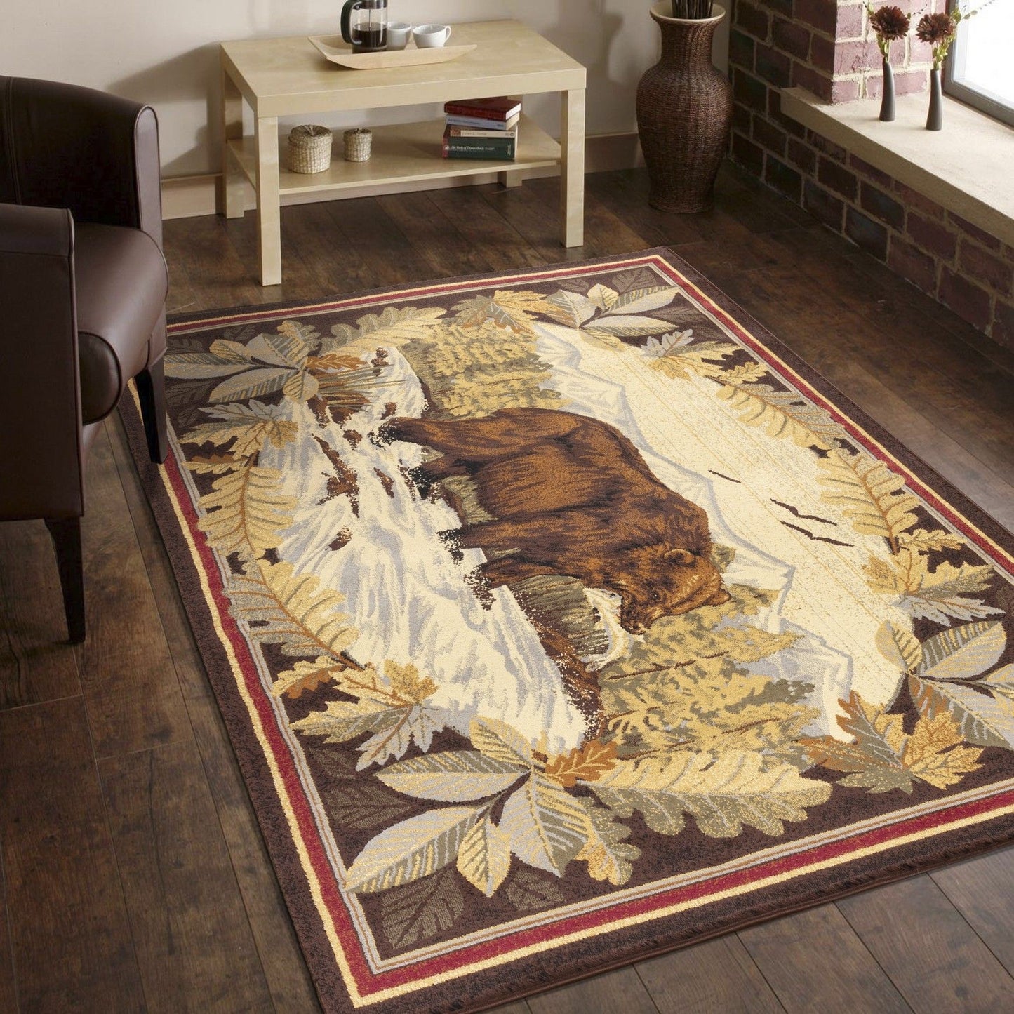 Nature's Nest - 7'10" X 10'3" Lodge Area Rug - Multi, Brown