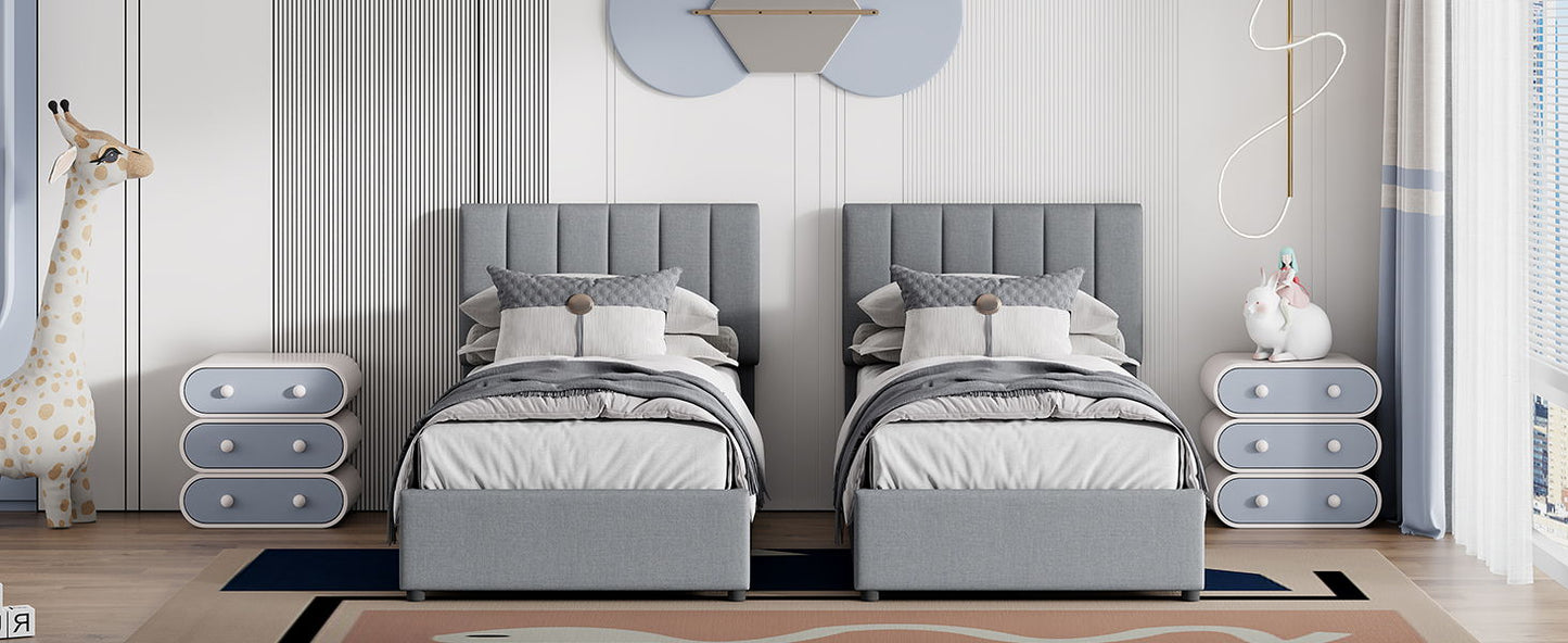 King Size Upholstered Platform Bed With A Hydraulic Storage System - Gray