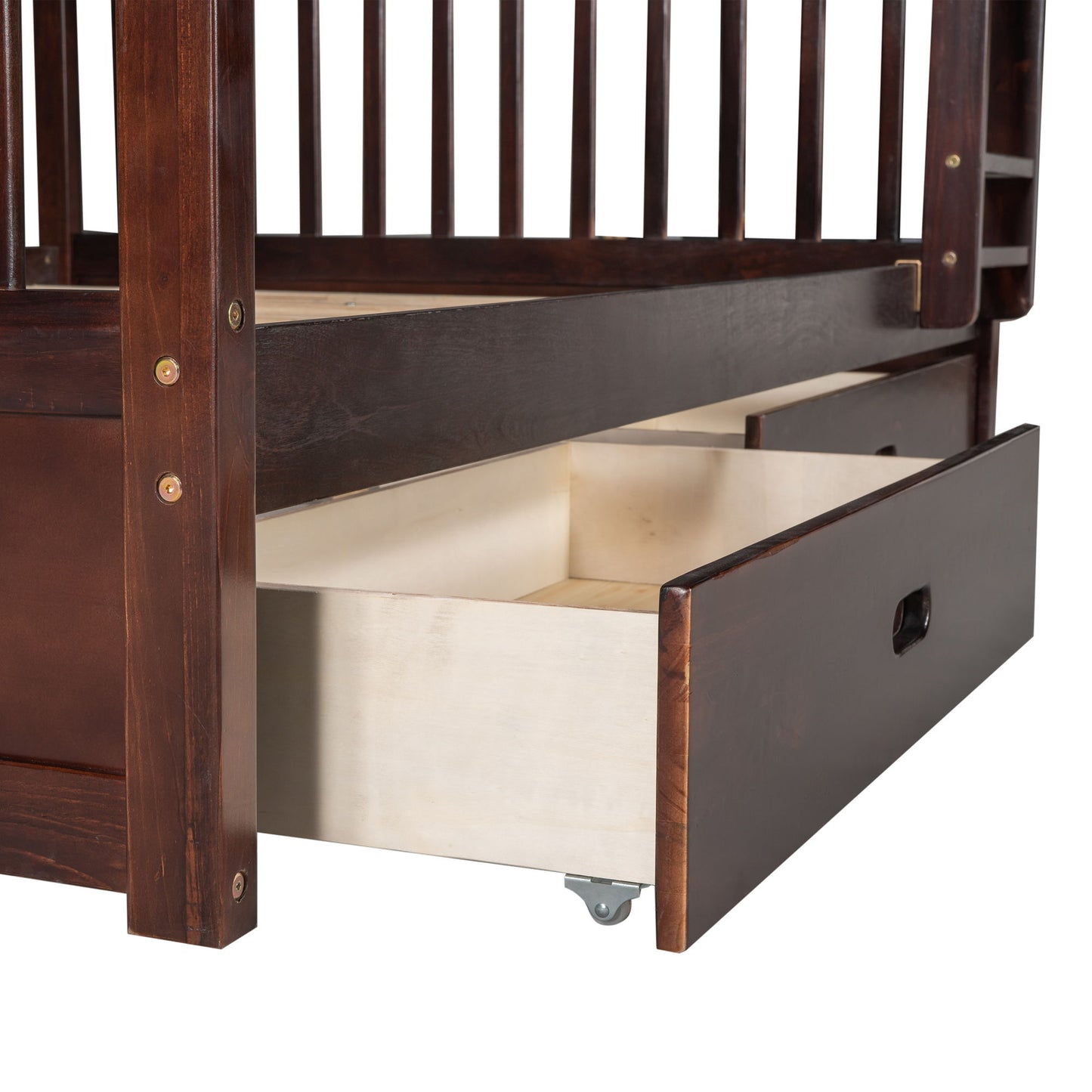 Full Over Full Bunk Bed With Ladders And 2 Storage Drawers - Espresso