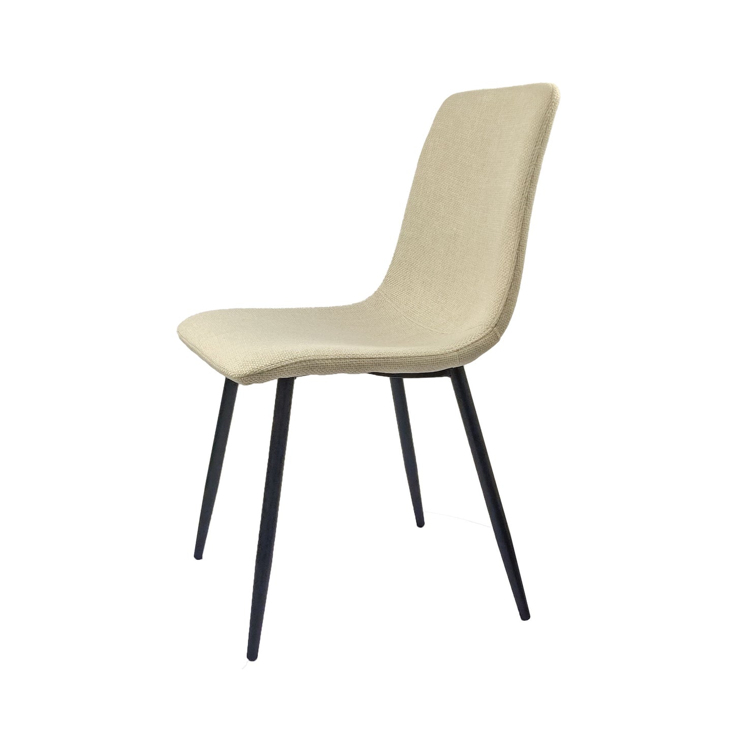 Modern Upholstered Dining Chairs (Set of 4) With Black Metal Legs And Linen Cushion Seat - Beige