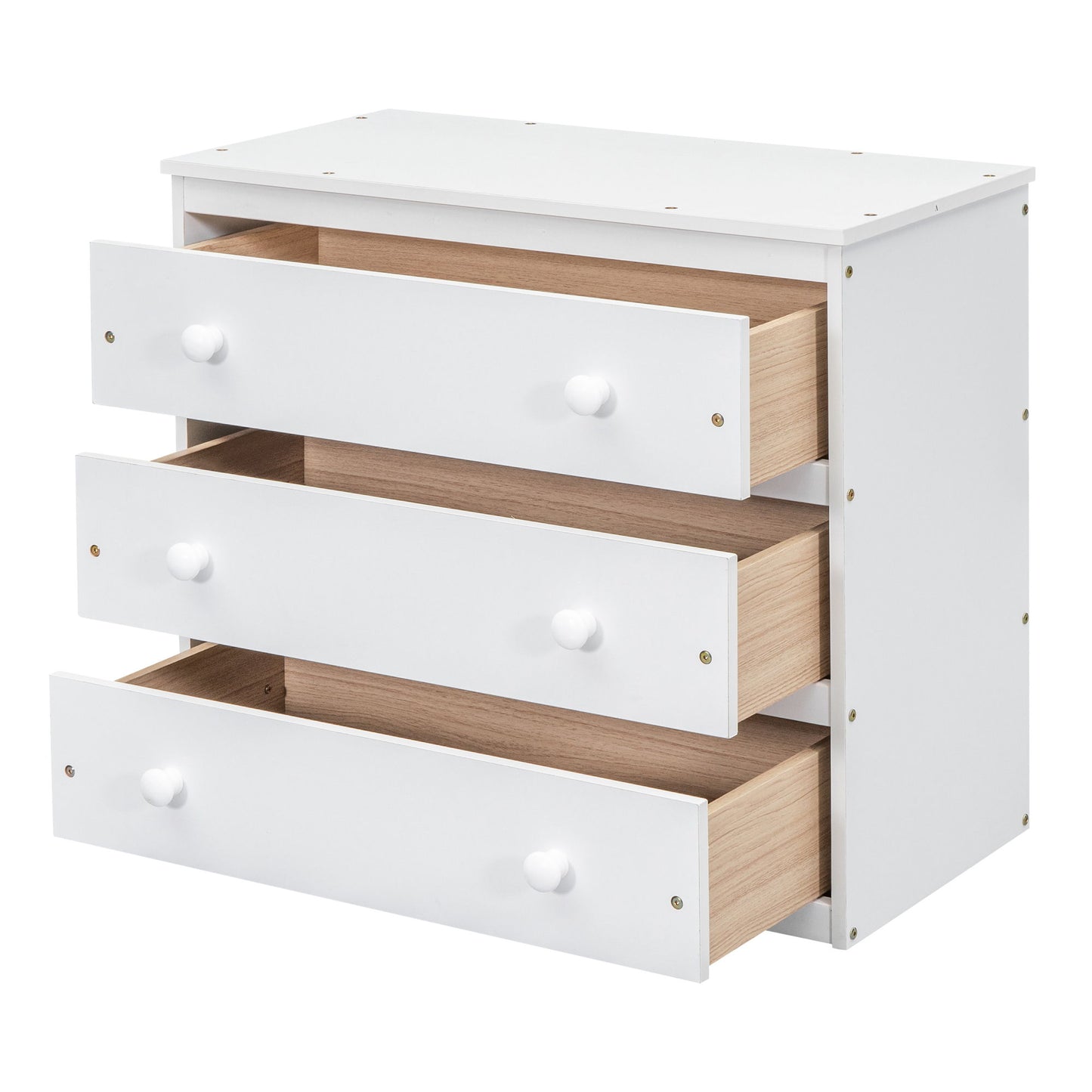 Full Size Loft Bed With Retractable Writing Desk And 3 Drawers With Storage Stairs And Shelves - White