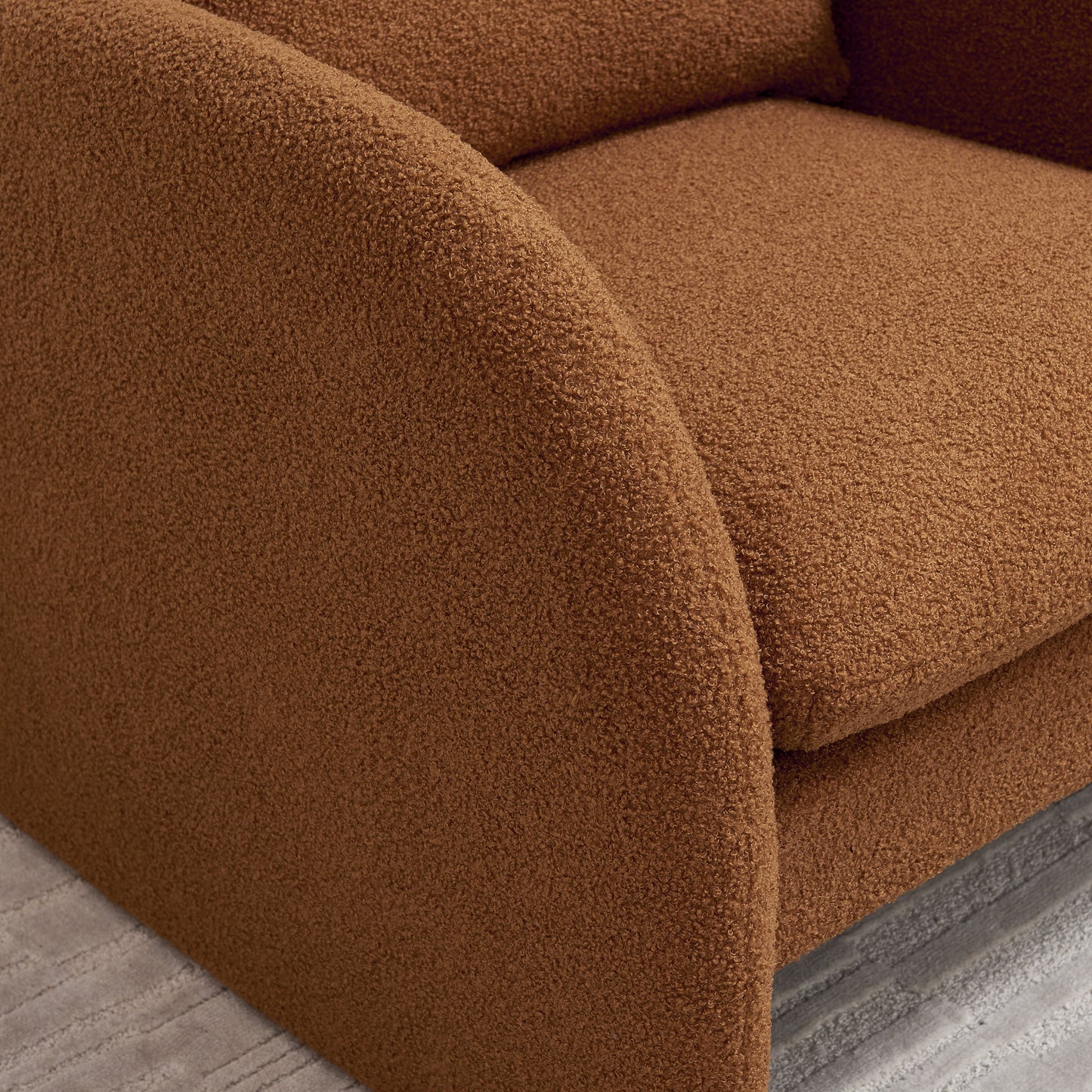 Modern Sherpa Upholstered Accent Chair, Comfortable Living Room Armchair, Lounge Chair For Bedroom, And Office - Orange