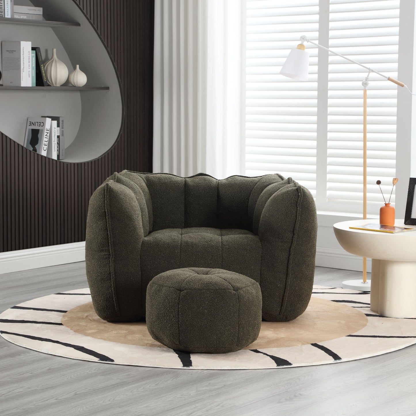 Soft Bean Bag Chair With High Resilient Foam (Chips) - Olive Green
